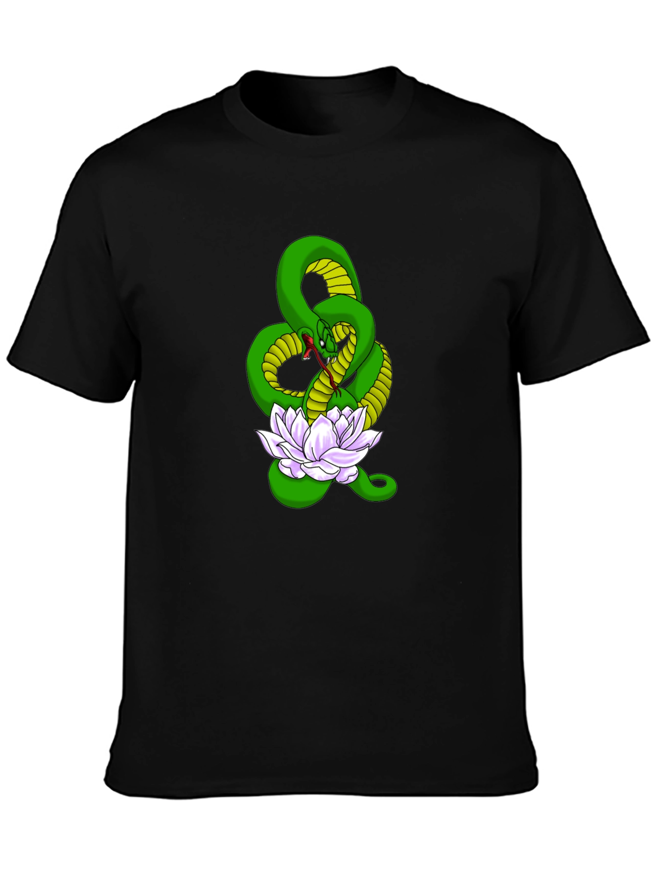 Snake and Lotus Flower Graphic Tee
