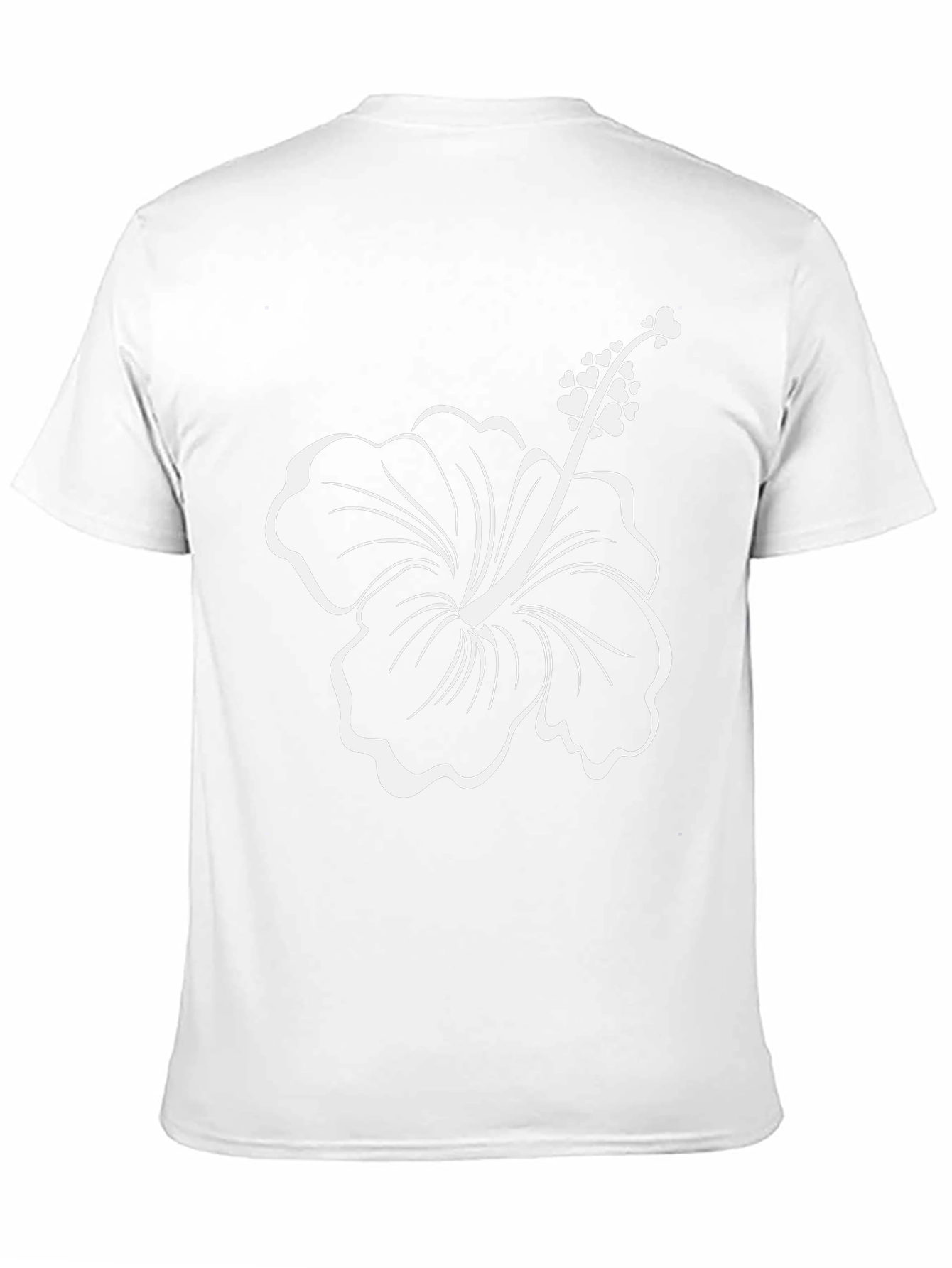Black T-Shirt with White Hibiscus Flower Design