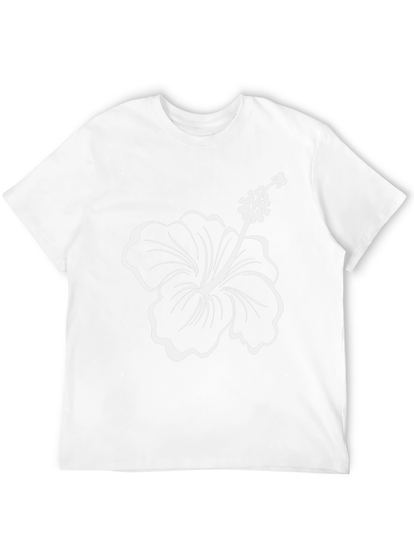 Black T-Shirt with White Hibiscus Flower Design
