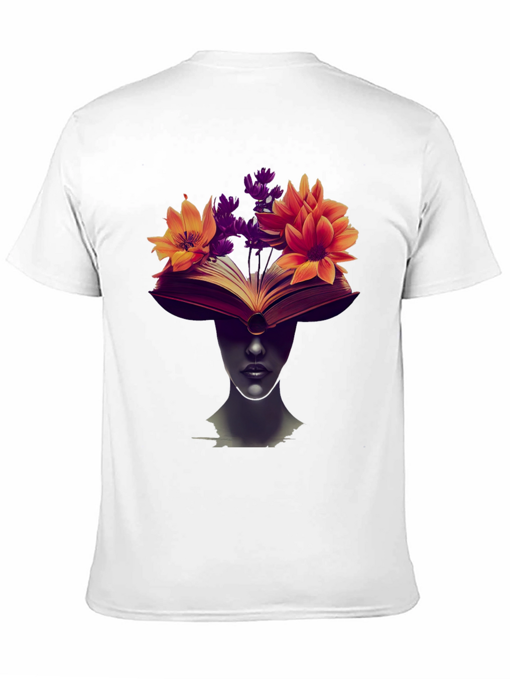 Book & Floral Print Black T-Shirt