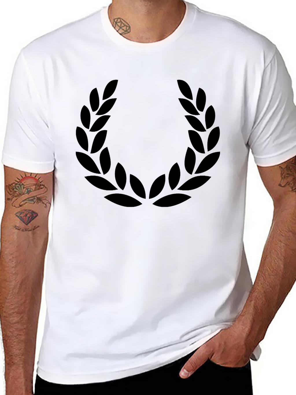 Black Laurel Wreath Graphic T-Shirt for Men