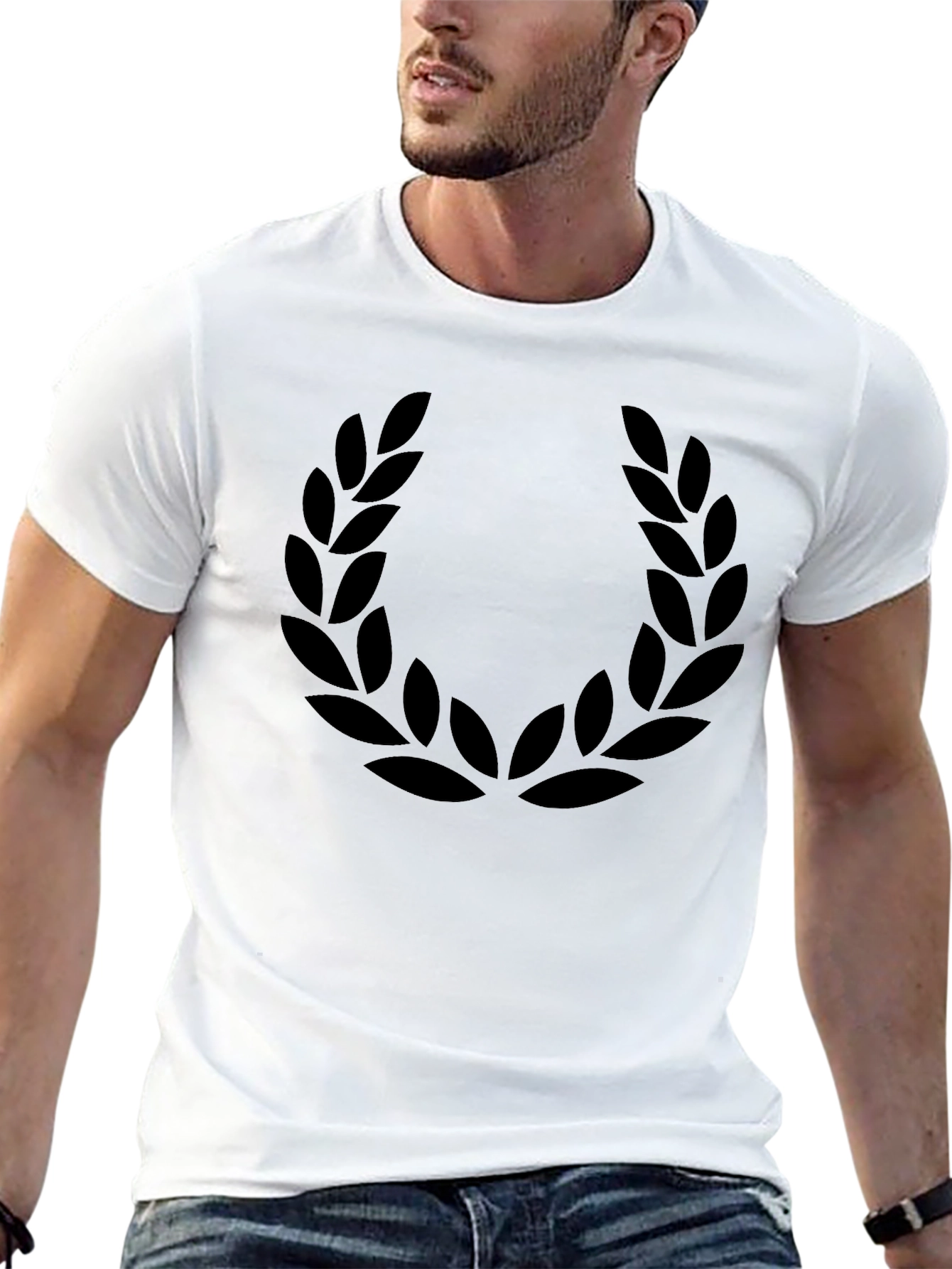 Black Laurel Wreath Graphic T-Shirt for Men