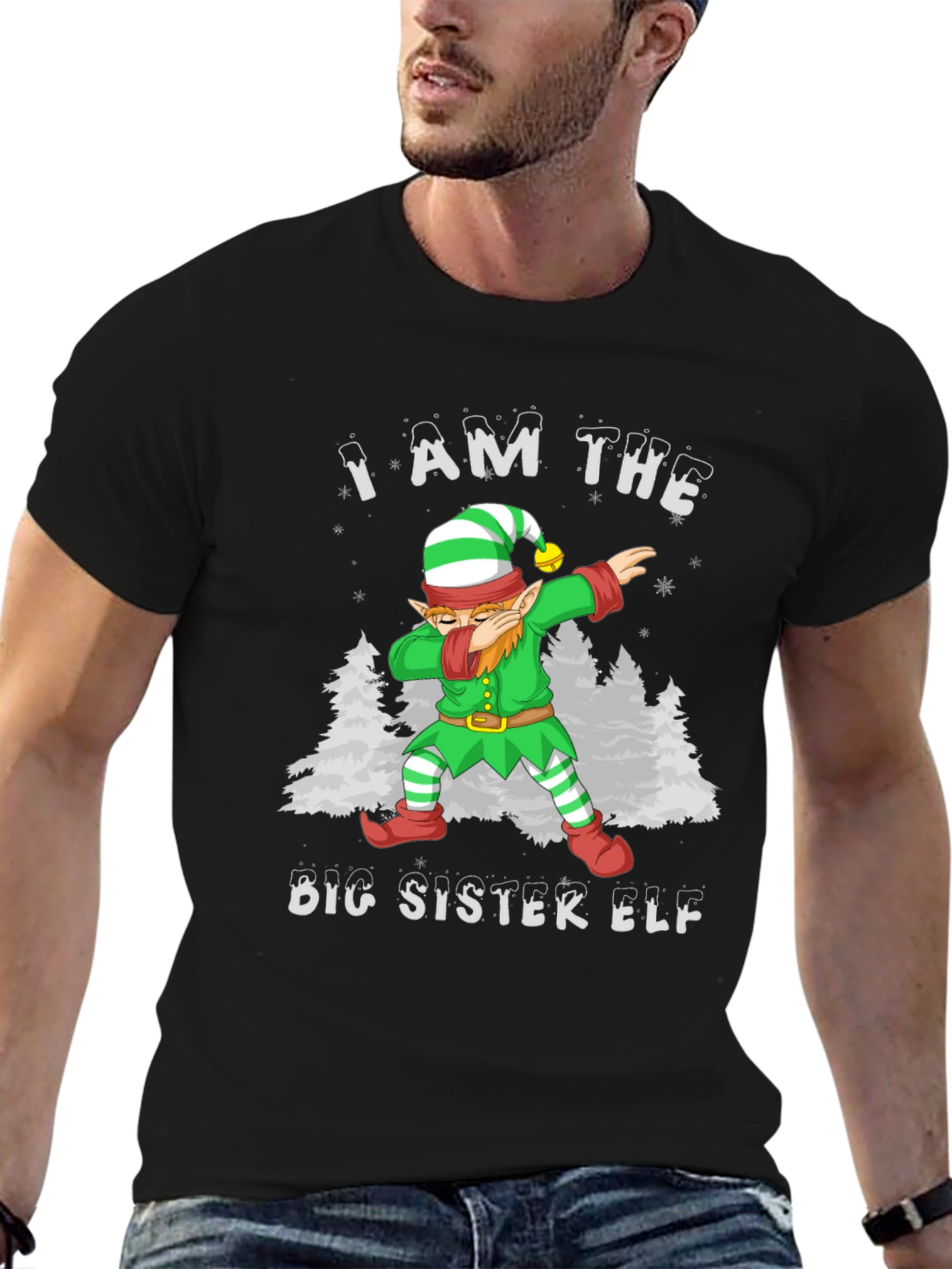 Big Sister Elf Dab Christmas Holiday T-Shirt
