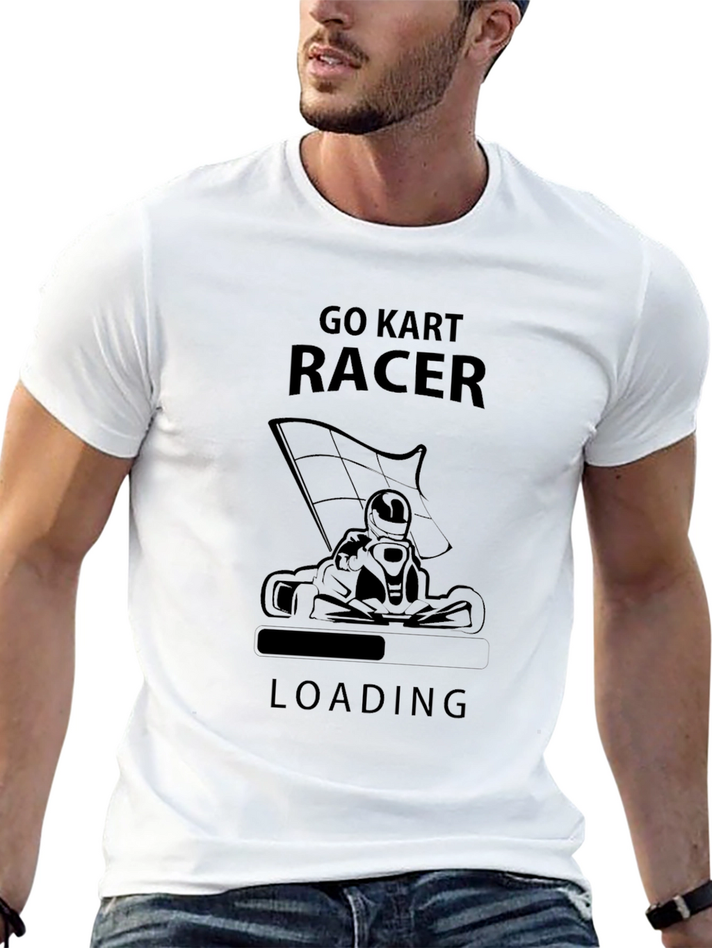 Go Kart Racer Loading Black T-Shirt