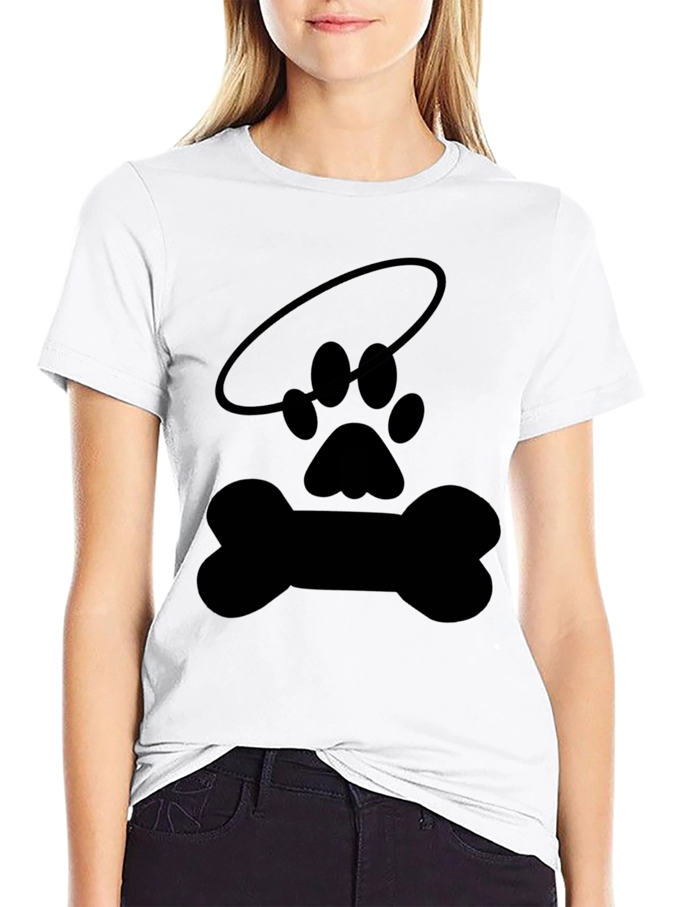 Dog Paw Halo Bone Graphic Tee - Black