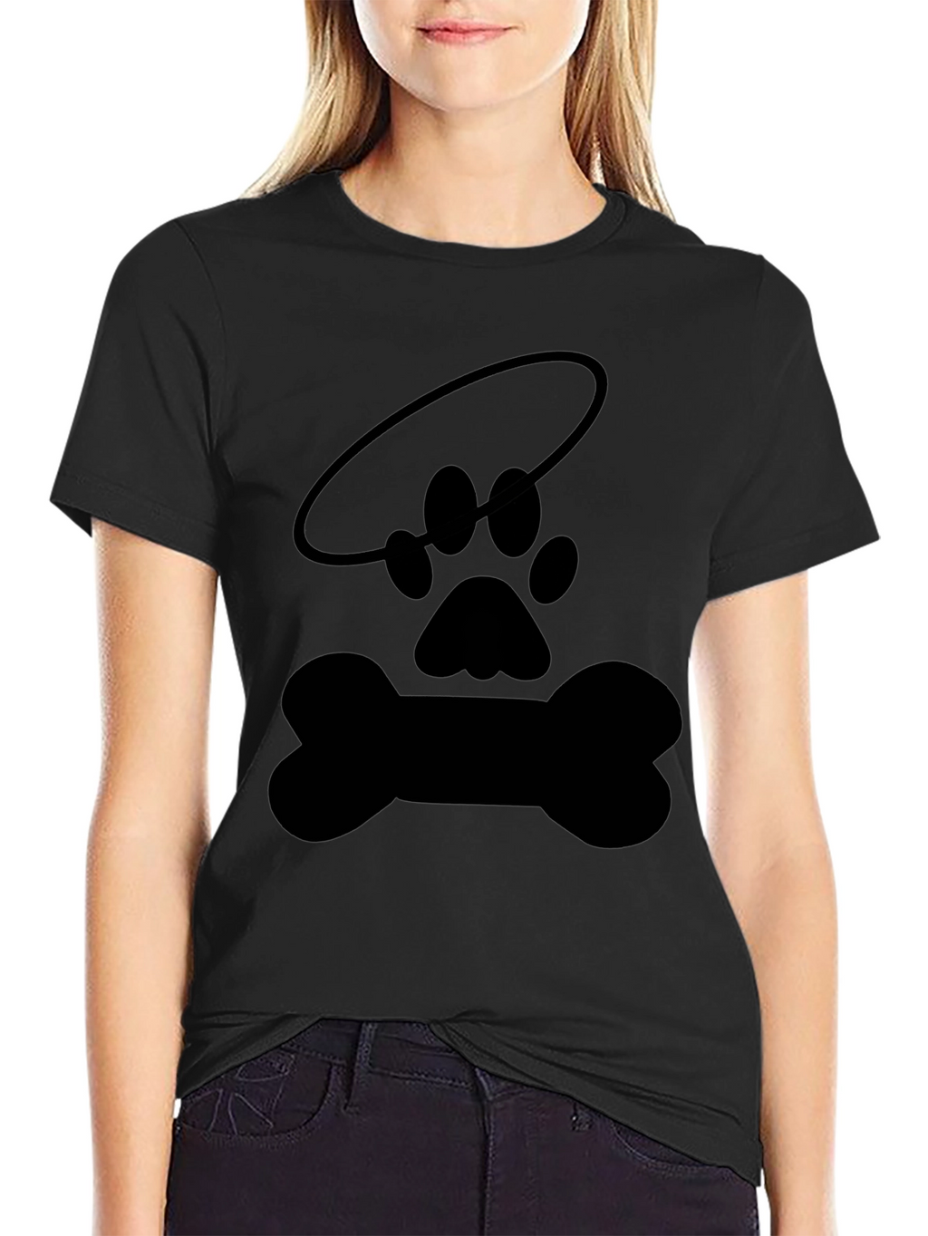 Dog Paw Halo Bone Graphic Tee - Black