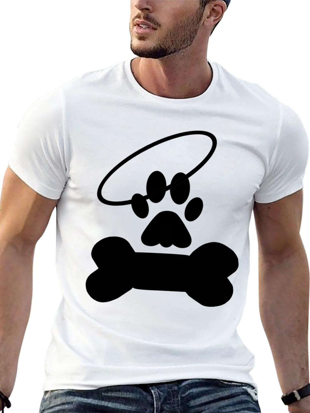 Dog Paw Halo Bone Graphic Tee - Black
