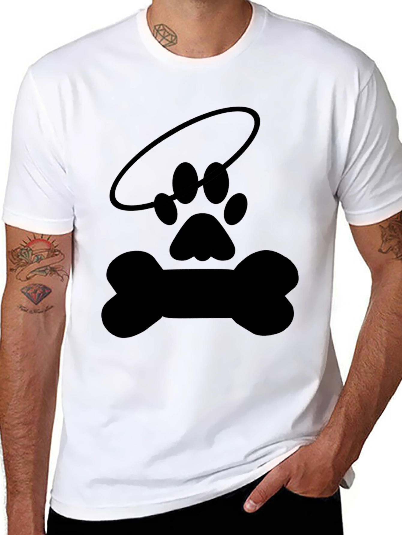 Dog Paw Halo Bone Graphic Tee - Black