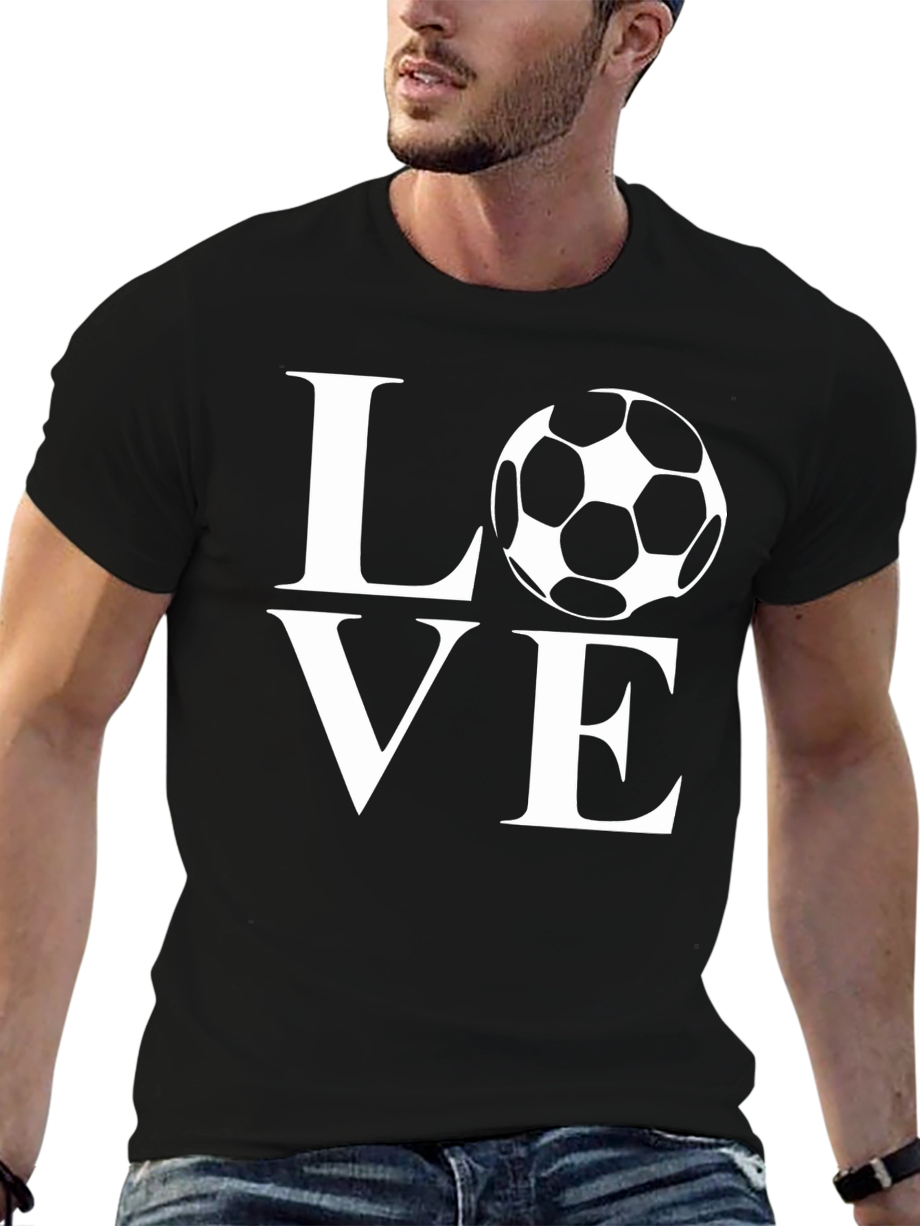 Love Soccer T-Shirt - Black Graphic Tee for Soccer Fans
