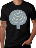 Abstract Tree Graphic Tee - Casual Black T-Shirt