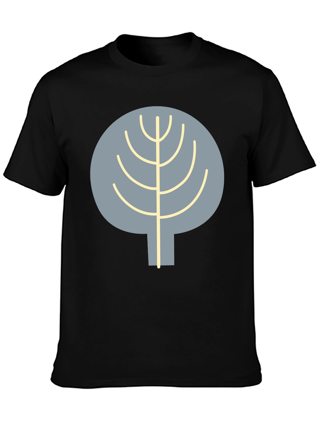 Abstract Tree Graphic Tee - Casual Black T-Shirt