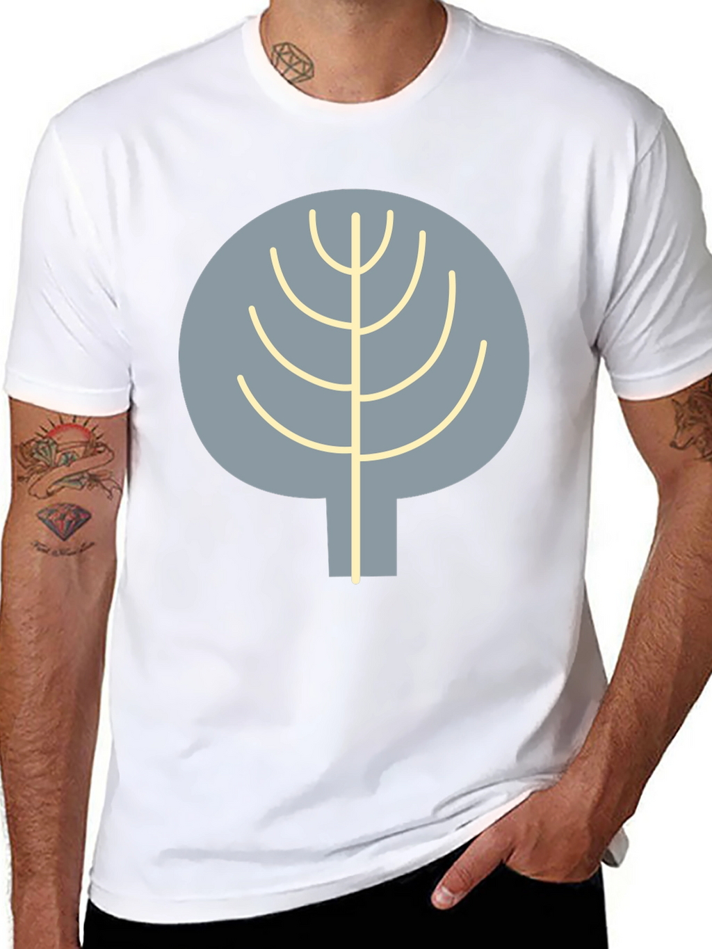 Abstract Tree Graphic Tee - Casual Black T-Shirt