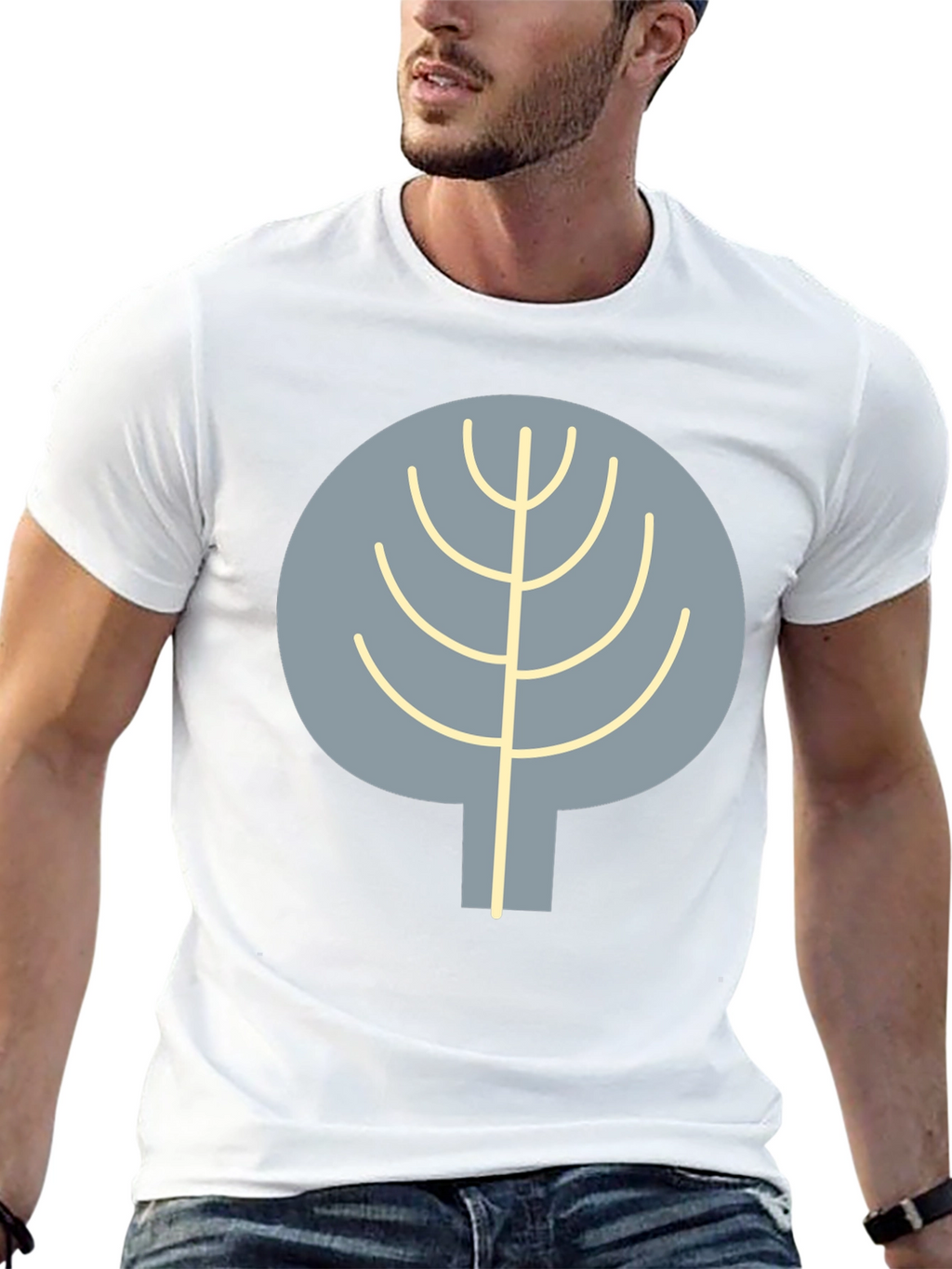 Abstract Tree Graphic Tee - Casual Black T-Shirt