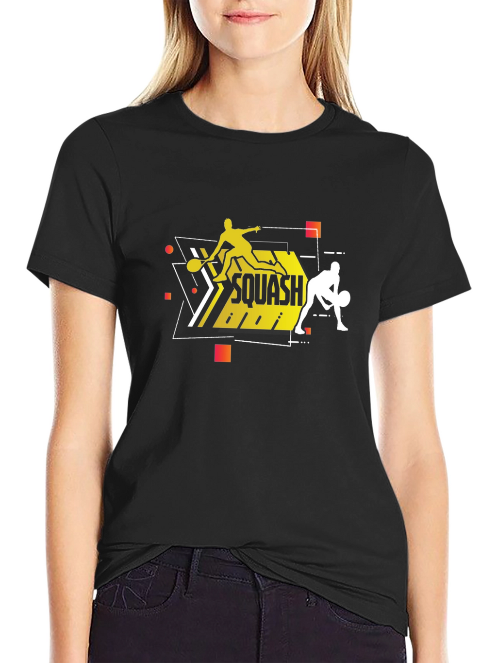 Squash Players Black T-Shirt Graphic Tee