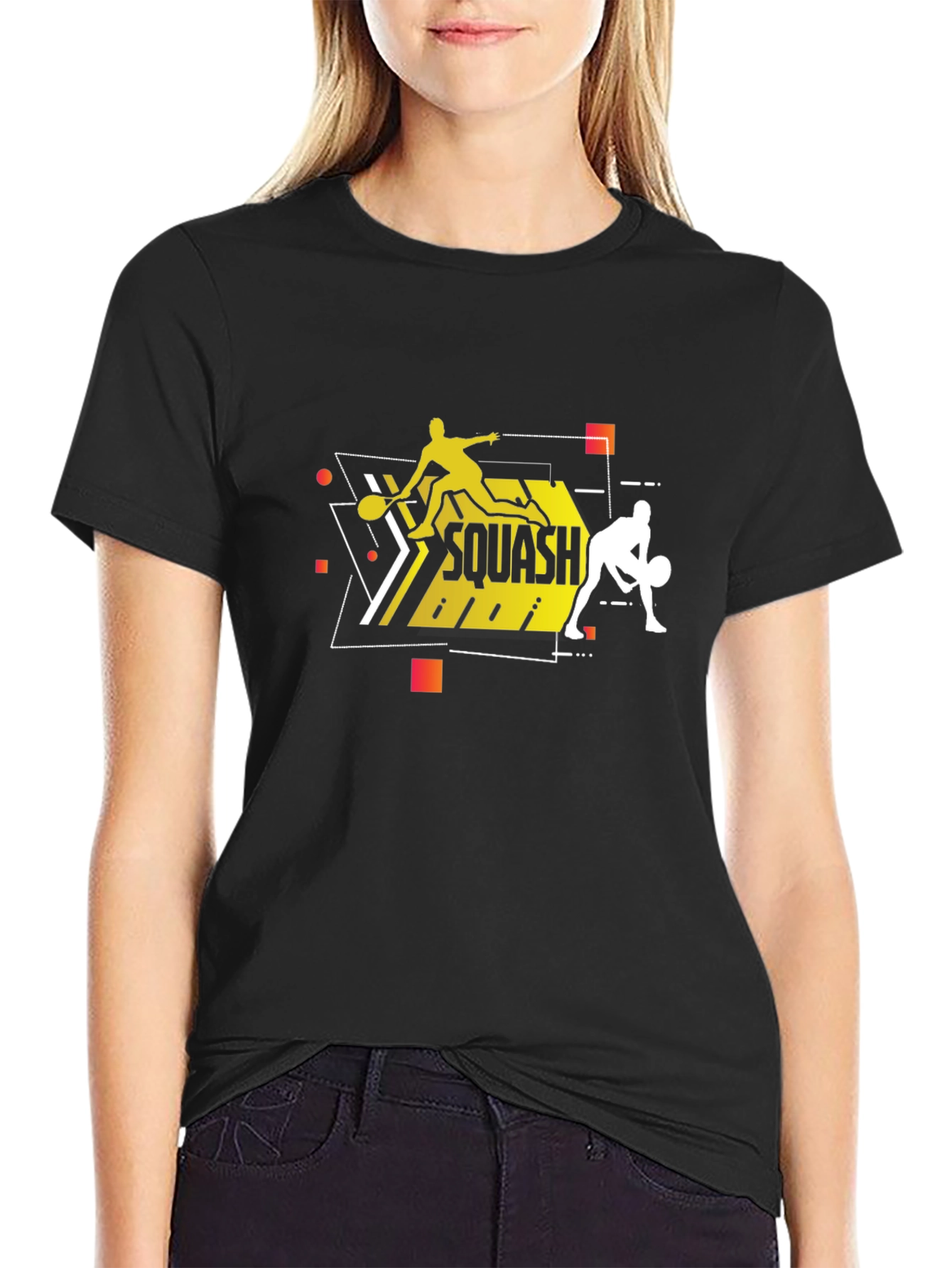 Squash Players Black T-Shirt Graphic Tee