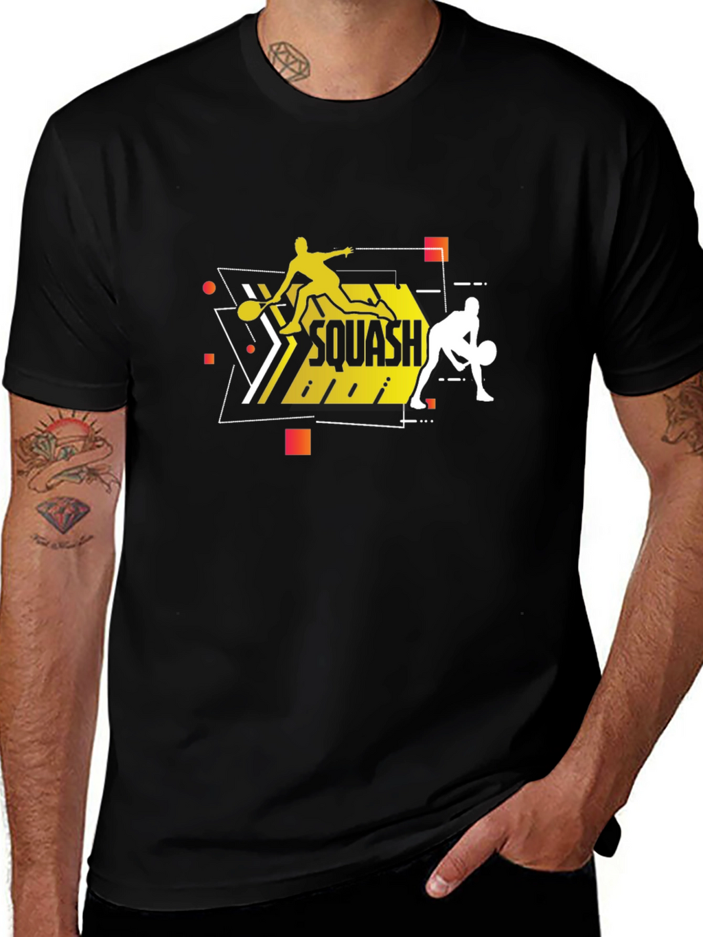 Squash Players Black T-Shirt Graphic Tee