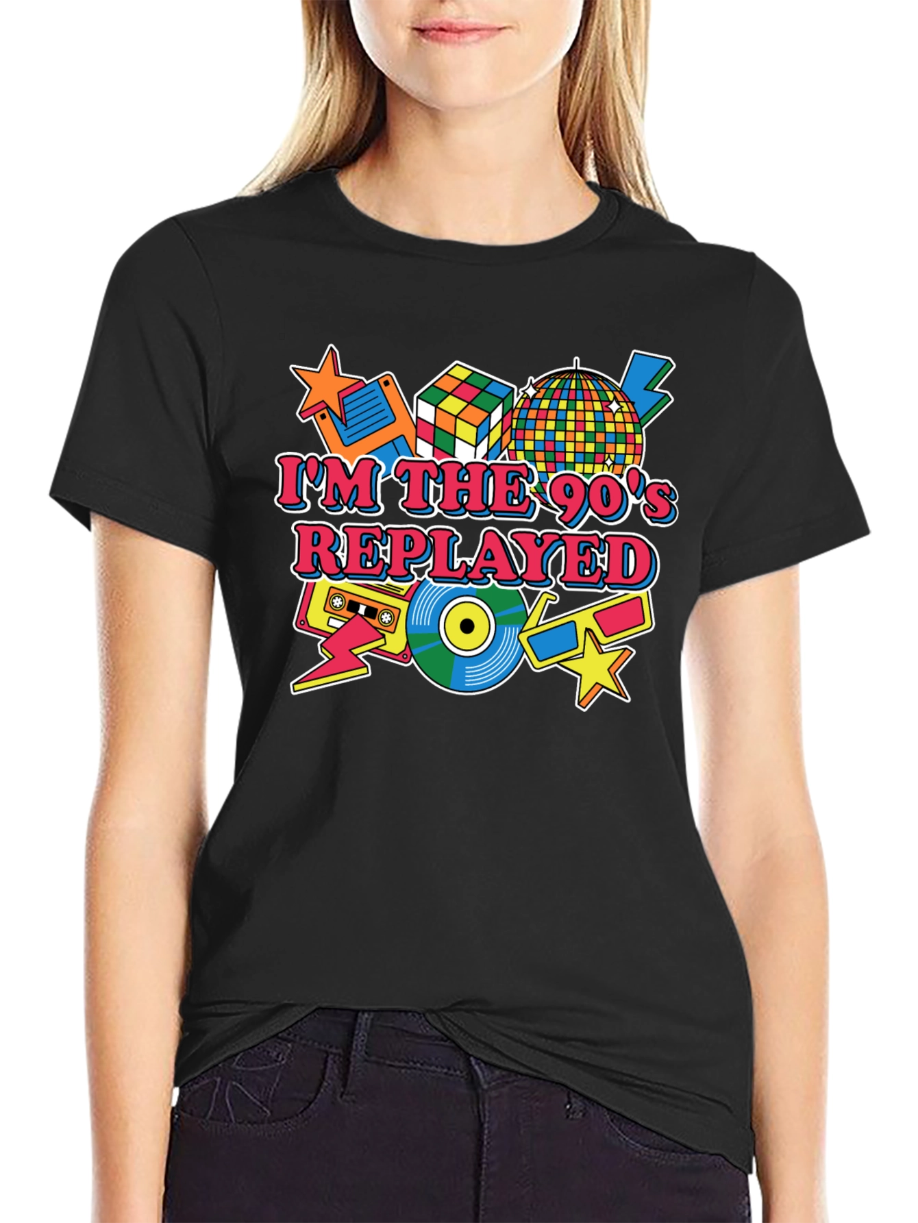 Im the 90s Replayed Black Graphic Tee