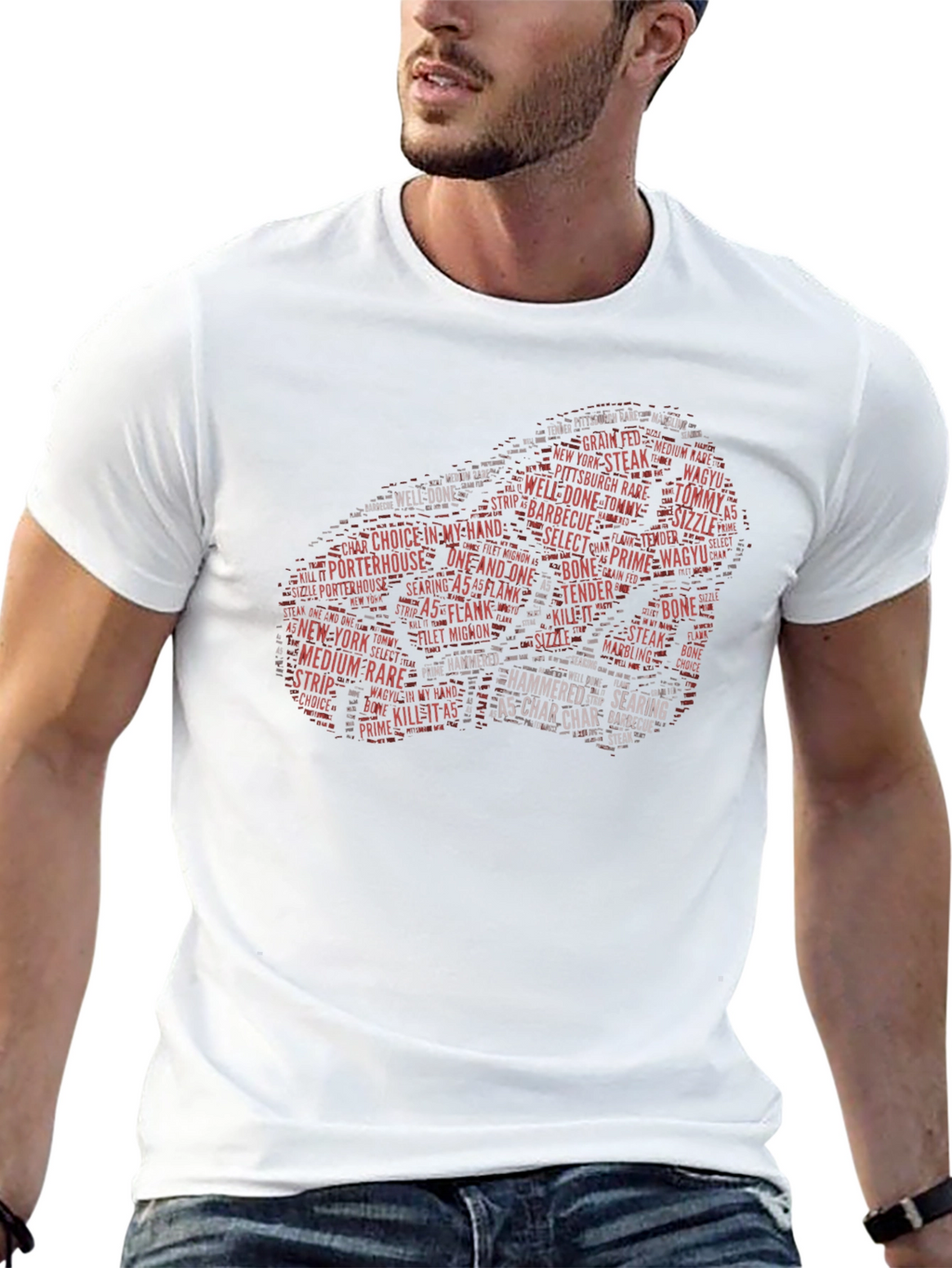 Steak Lover Word Art T-Shirt