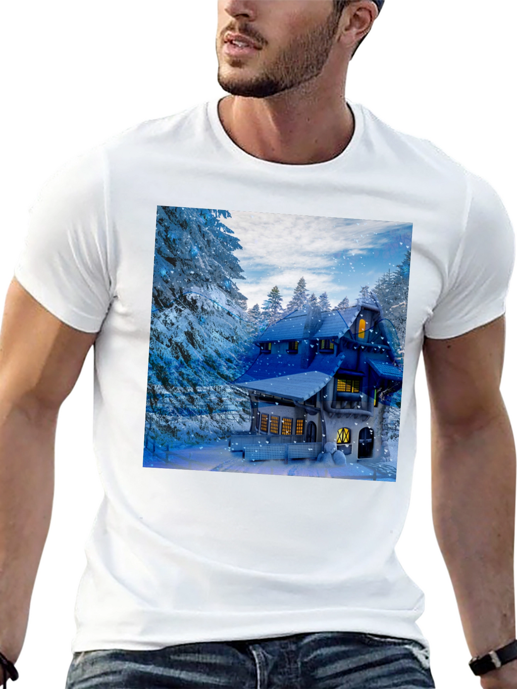 Winter Cabin Graphic T-Shirt
