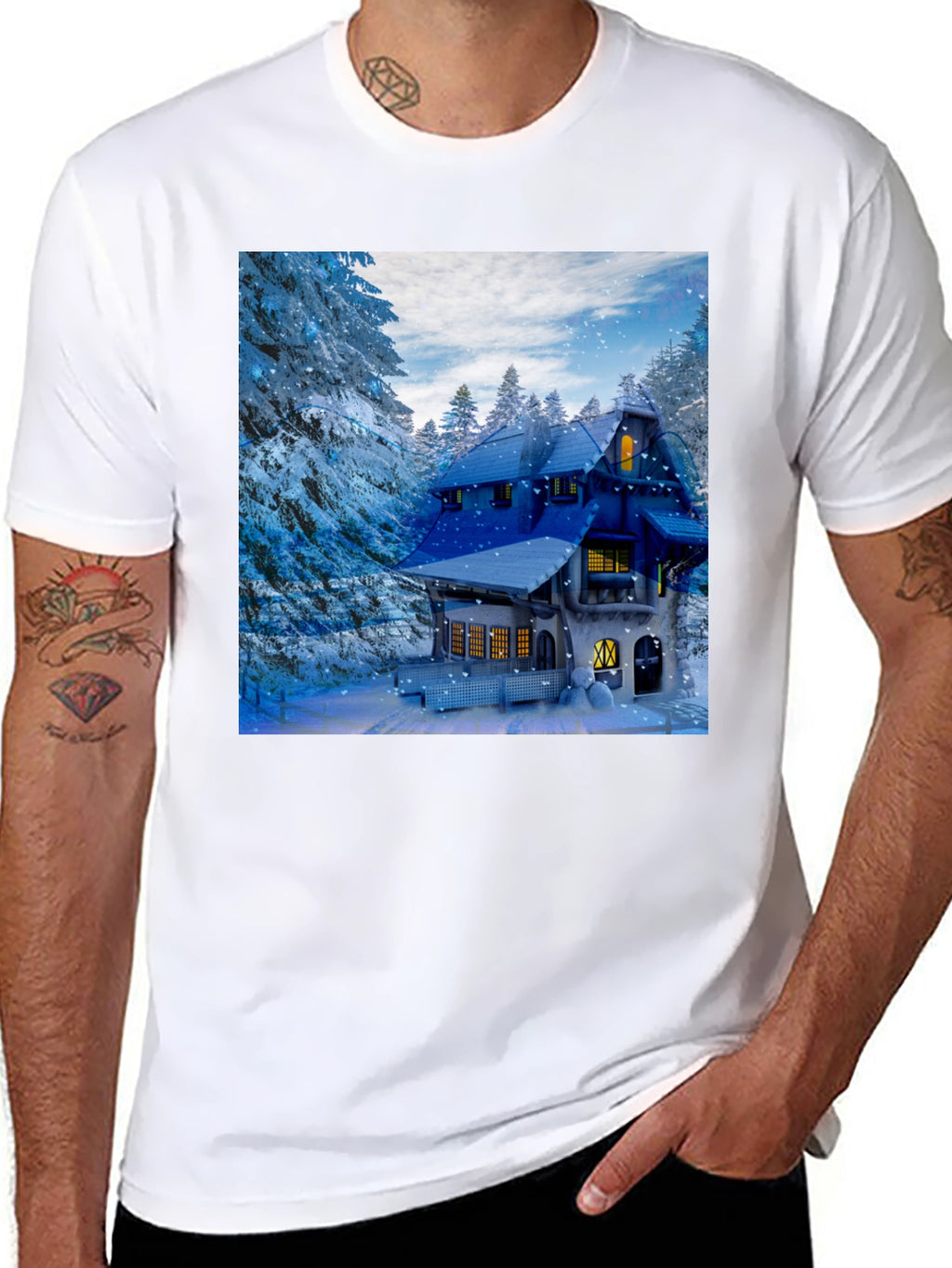 Winter Cabin Graphic T-Shirt