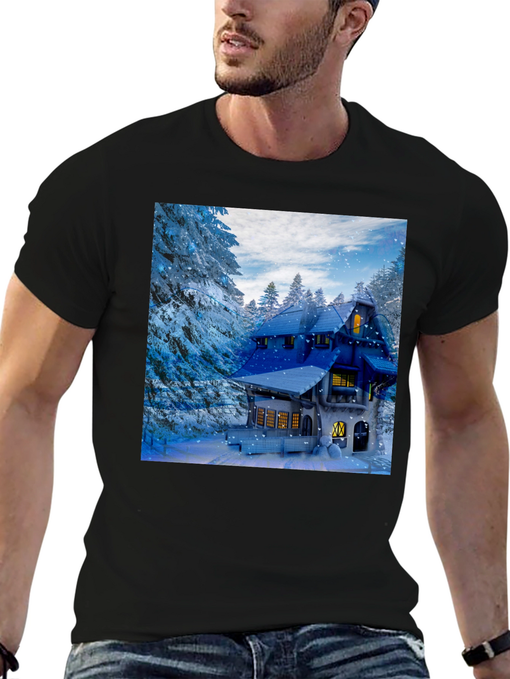 Winter Cabin Graphic T-Shirt