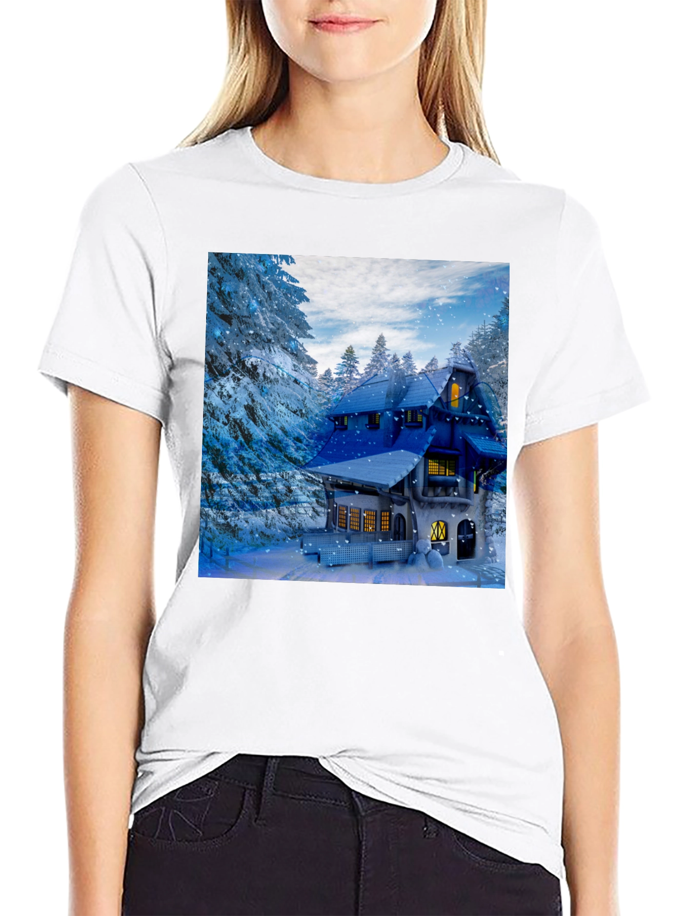 Winter Cabin Graphic T-Shirt