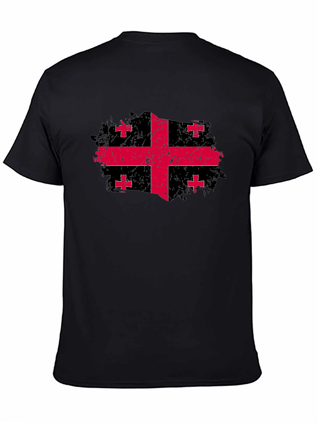 Georgia Flag Grunge Style Black T-Shirt