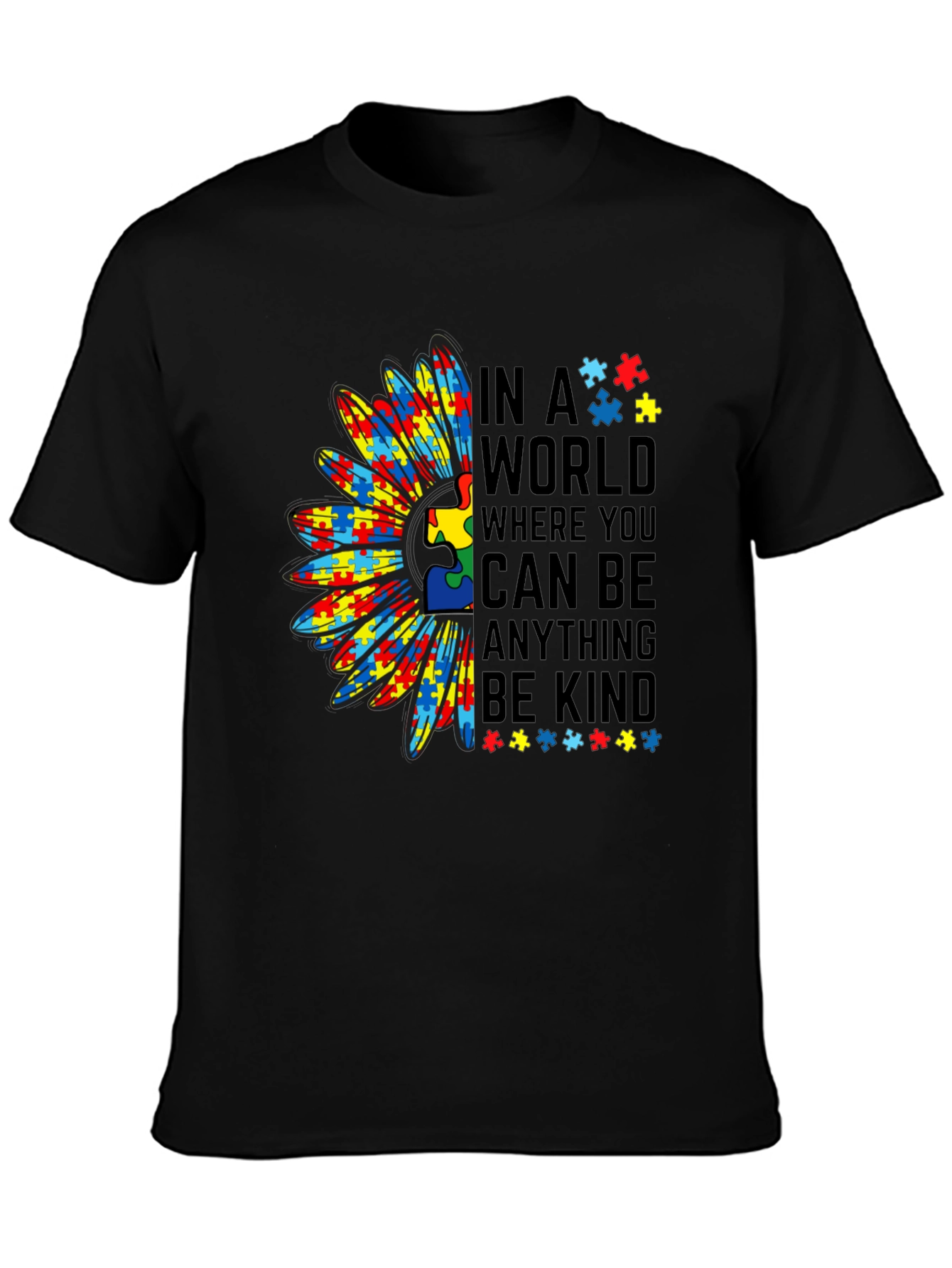Autism Awareness Puzzle Piece Sunflower T-Shirt