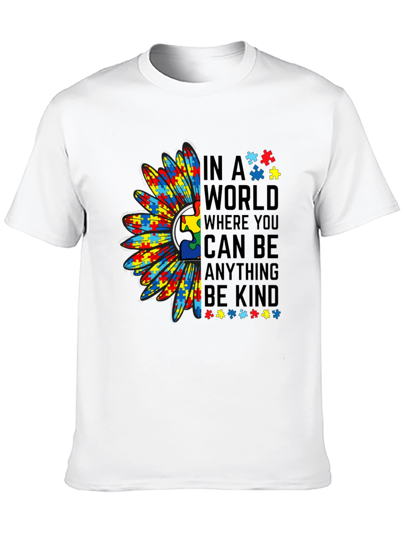 Autism Awareness Puzzle Piece Sunflower T-Shirt