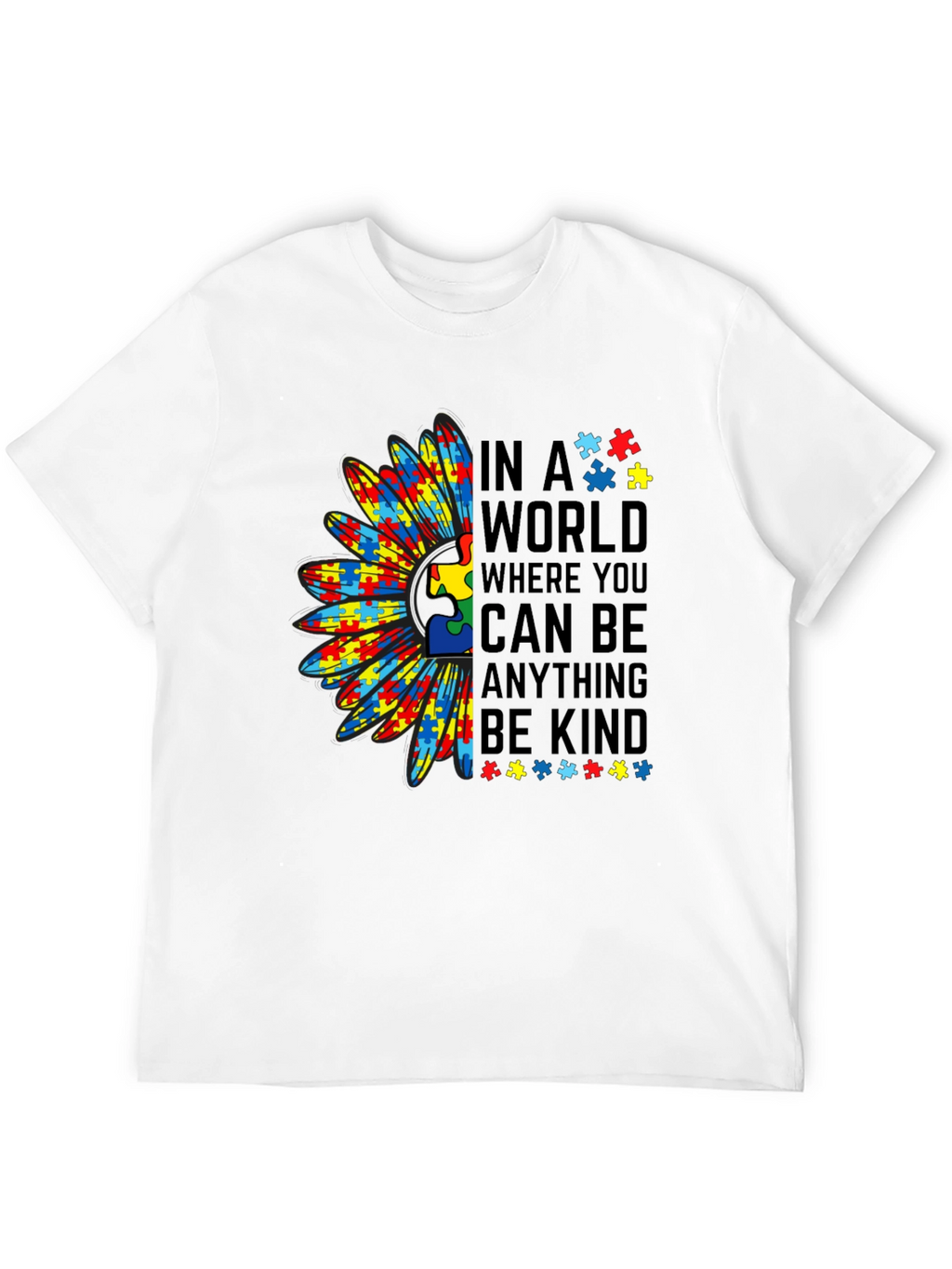 Autism Awareness Puzzle Piece Sunflower T-Shirt