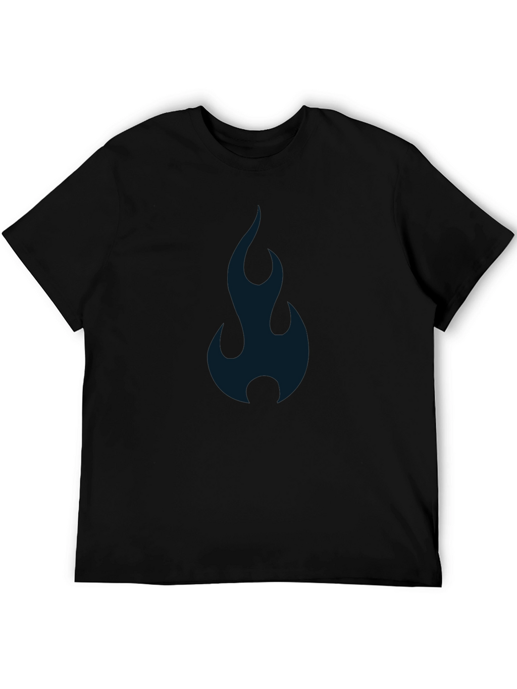 Mens Black T-shirt with Abstract Blue Flame Design