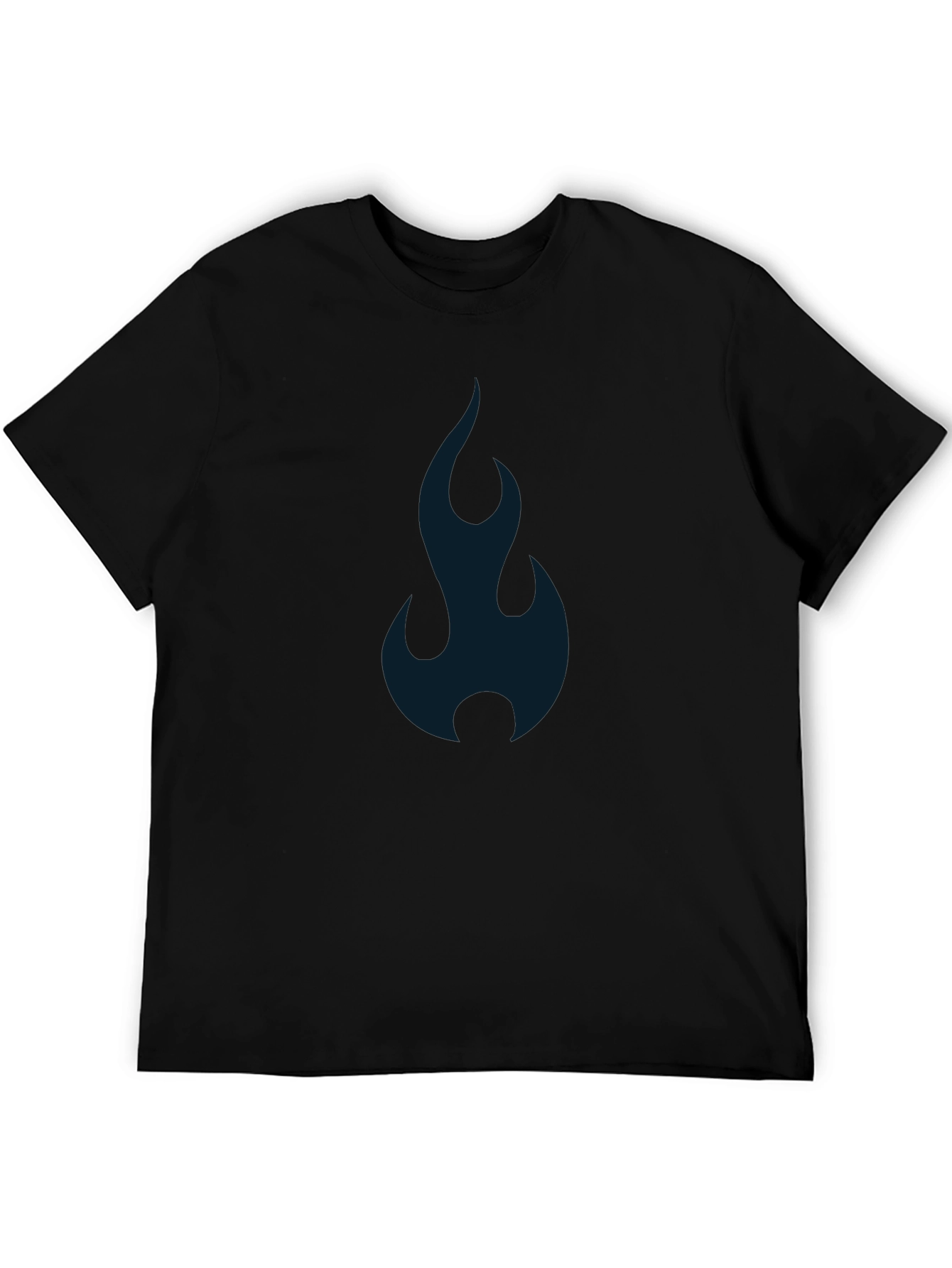 Mens Black T-shirt with Abstract Blue Flame Design