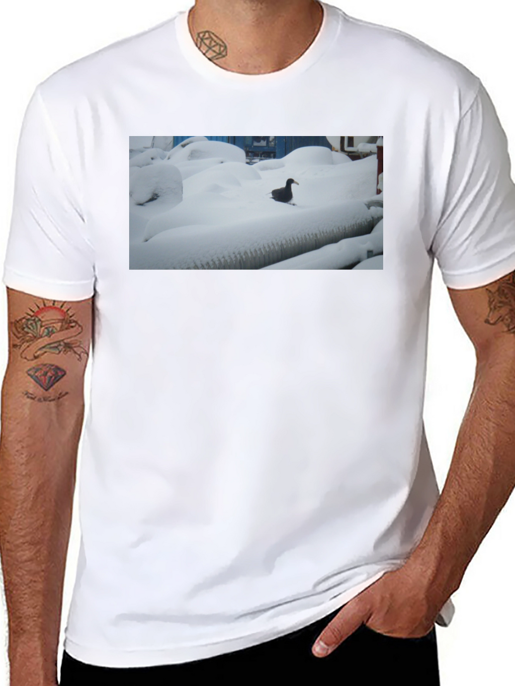 Duck in Snow Black T-Shirt