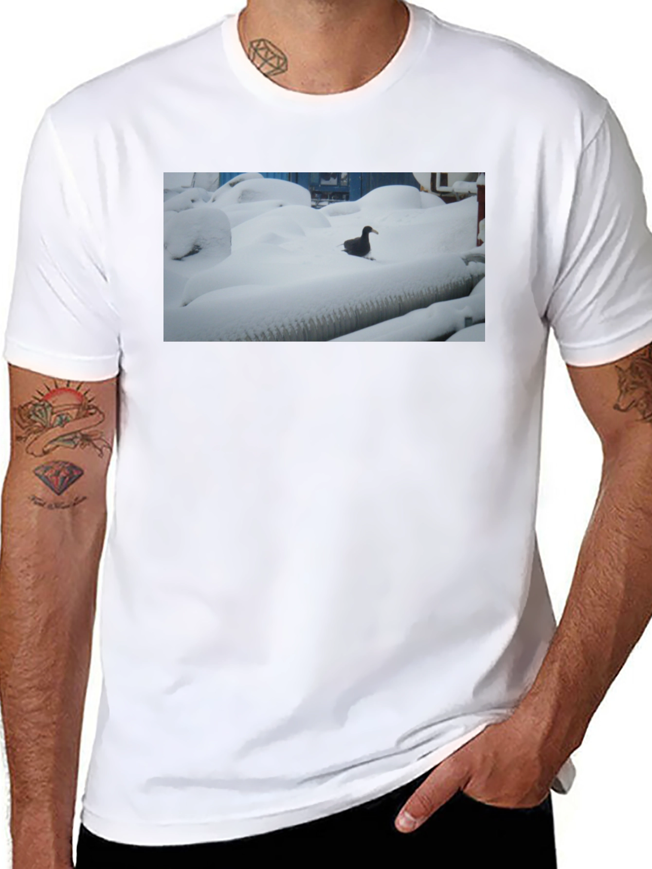 Duck in Snow Black T-Shirt