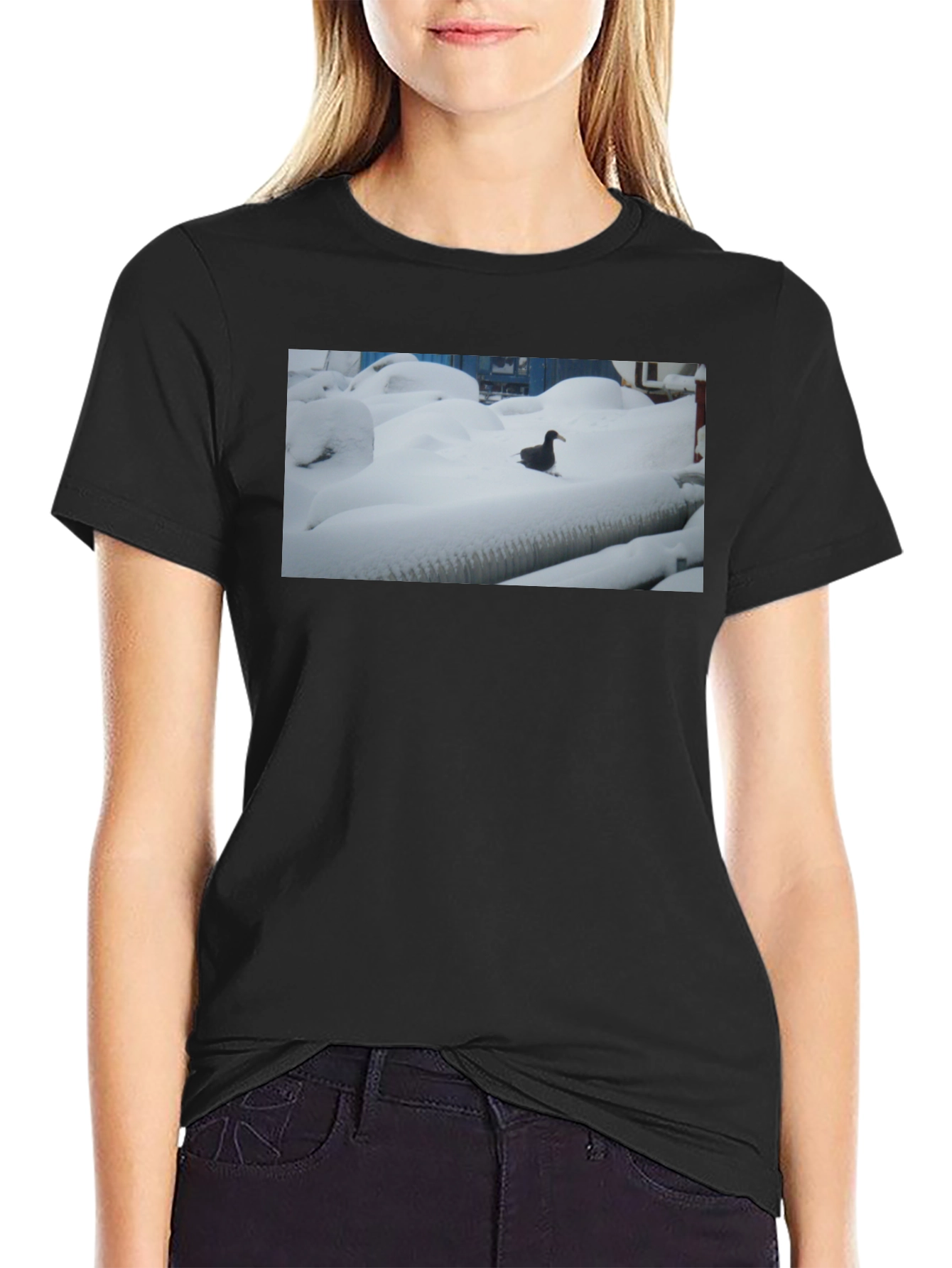 Duck in Snow Black T-Shirt