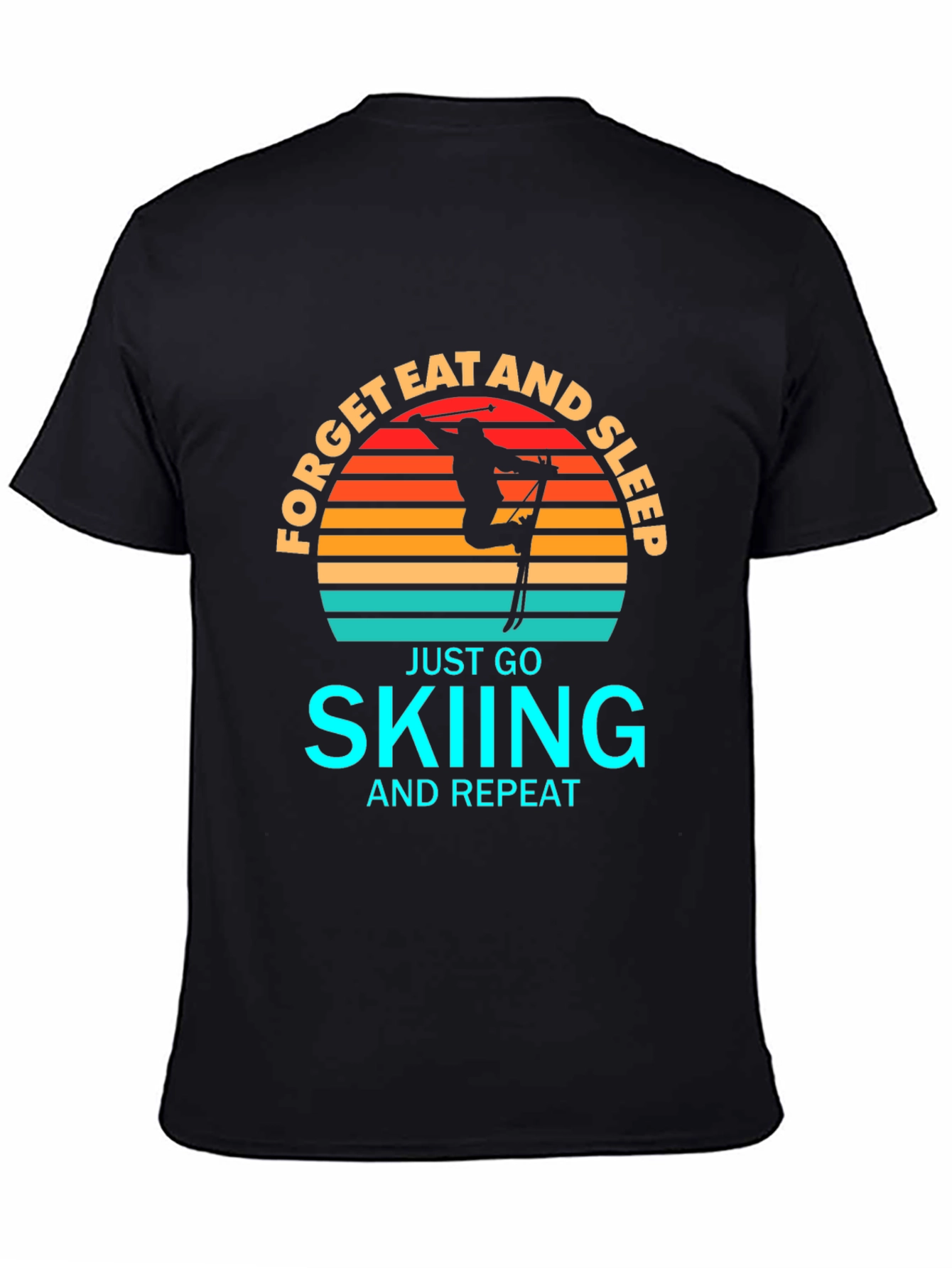 Forget Eat and Sleep Skiing Black T-Shirt