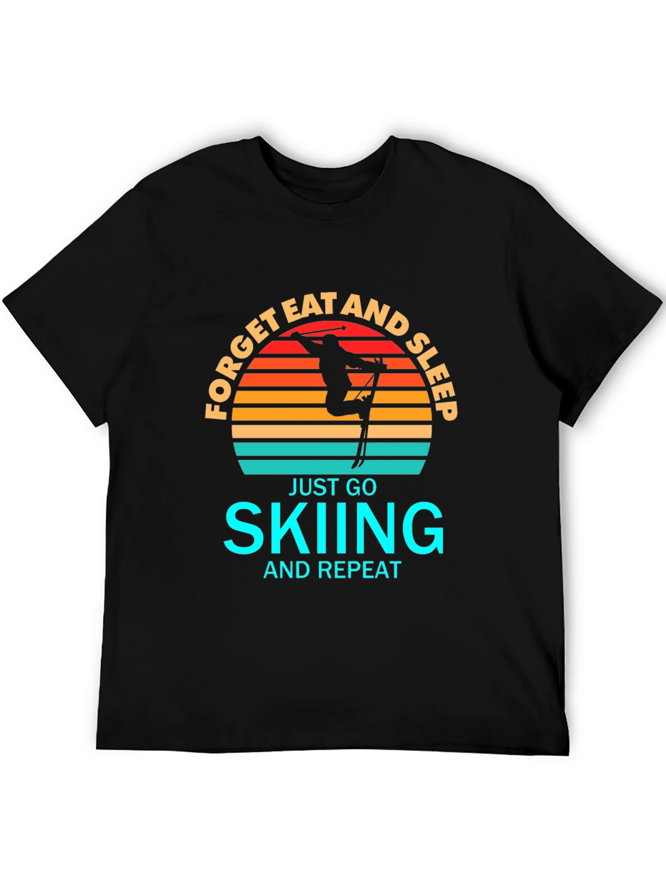 Forget Eat and Sleep Skiing Black T-Shirt