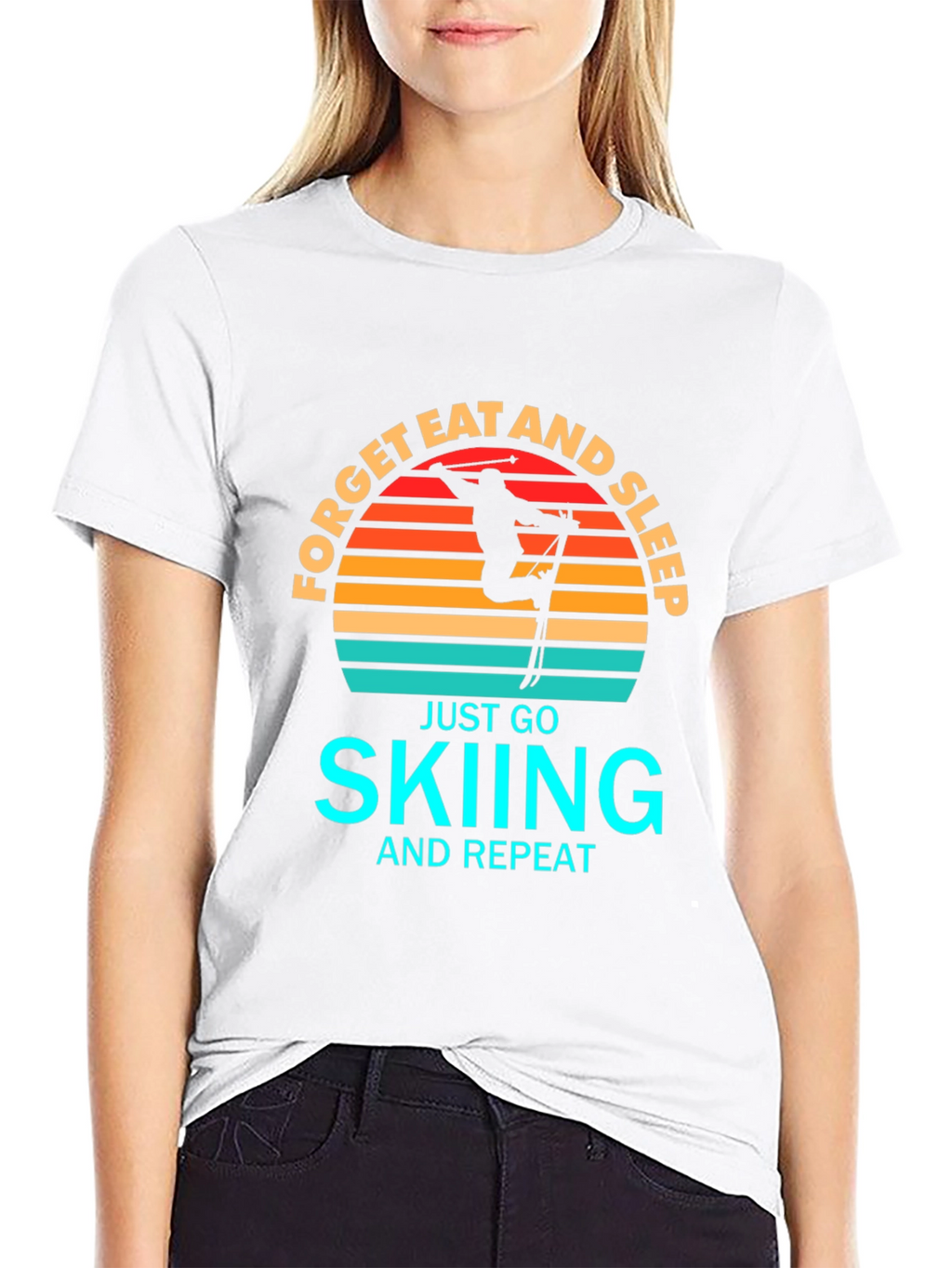 Forget Eat and Sleep Skiing Black T-Shirt