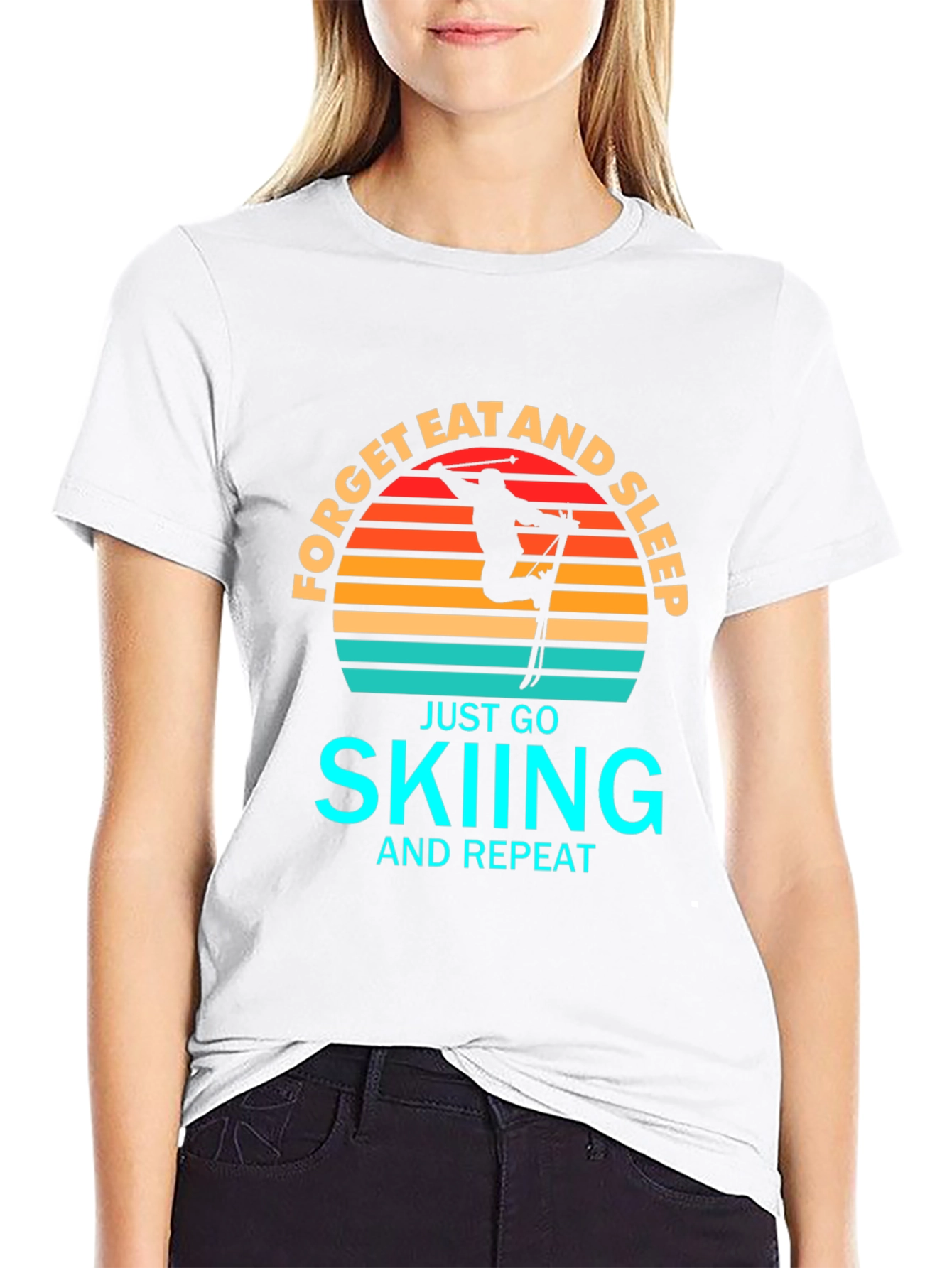 Forget Eat and Sleep Skiing Black T-Shirt