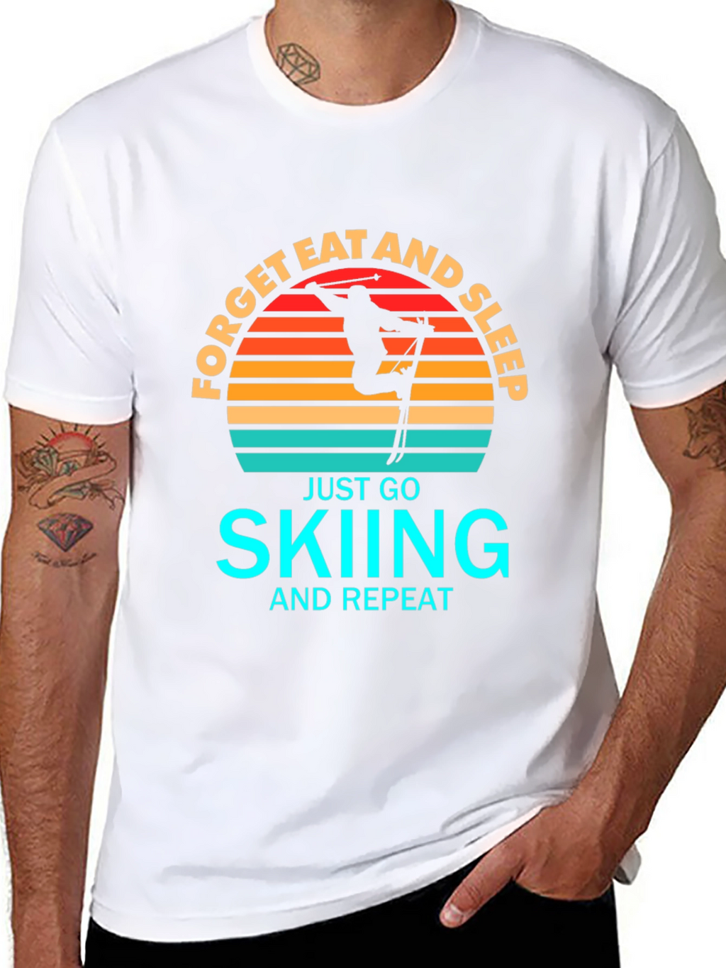 Forget Eat and Sleep Skiing Black T-Shirt