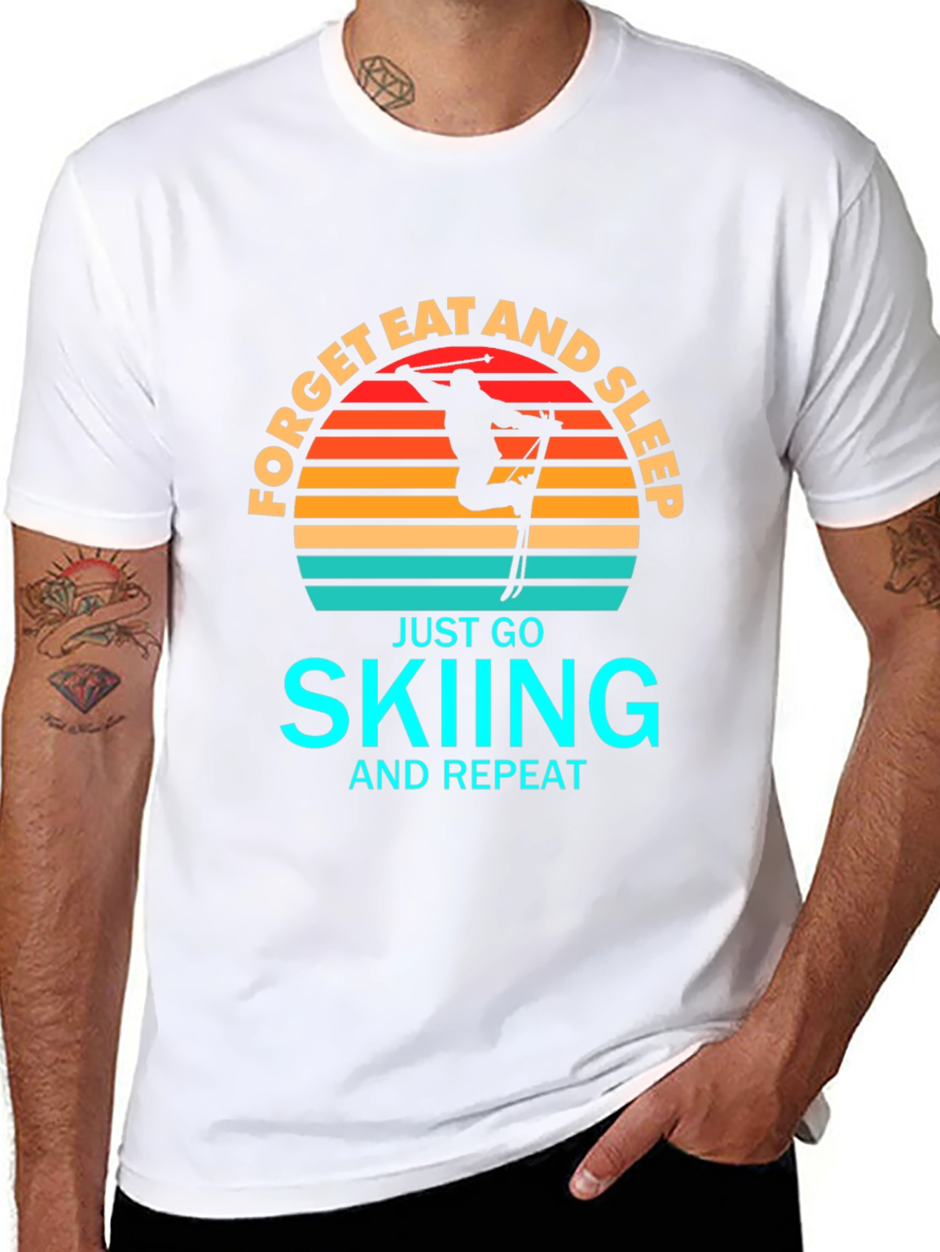 Forget Eat and Sleep Skiing Black T-Shirt