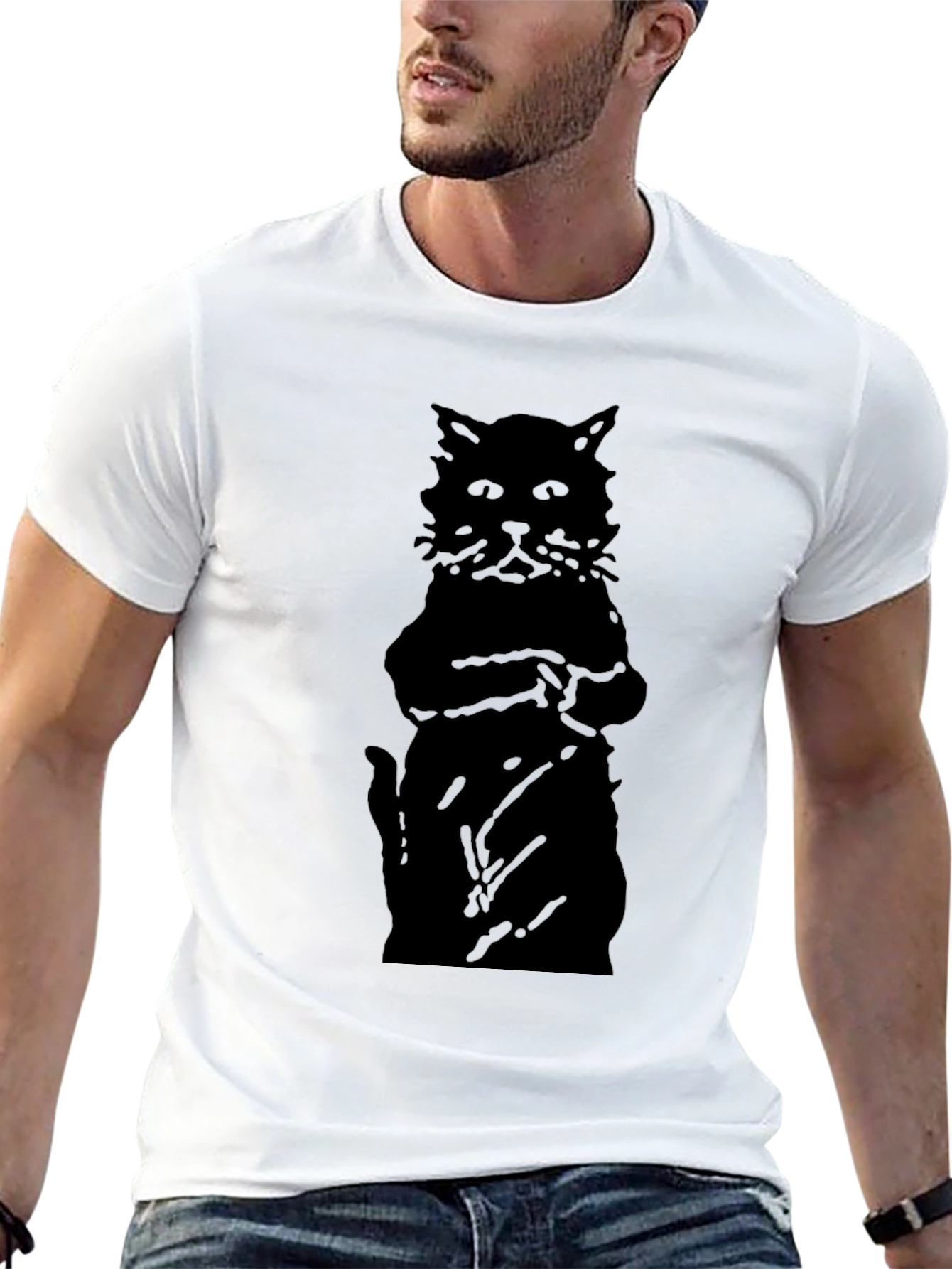 Black Cat Silhouette Mens T-Shirt