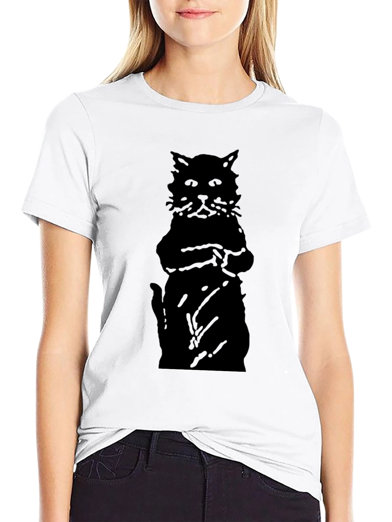 Black Cat Silhouette Mens T-Shirt