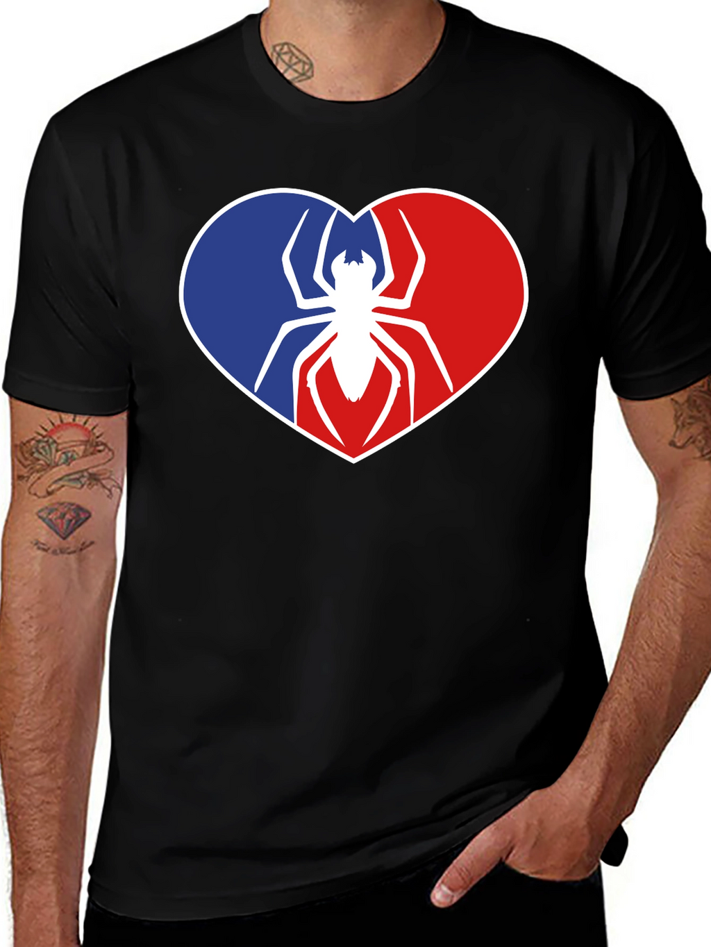 Spider Heart Graphic Tee - Black Cotton Shirt
