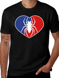 Spider Heart Graphic Tee - Black Cotton Shirt
