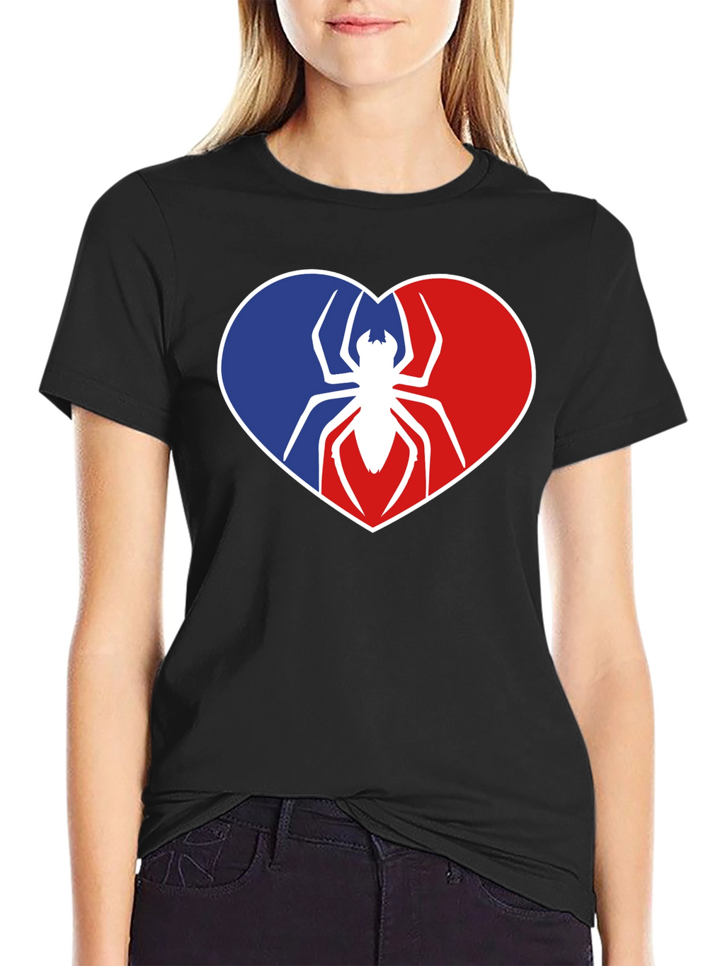 Spider Heart Graphic Tee - Black Cotton Shirt
