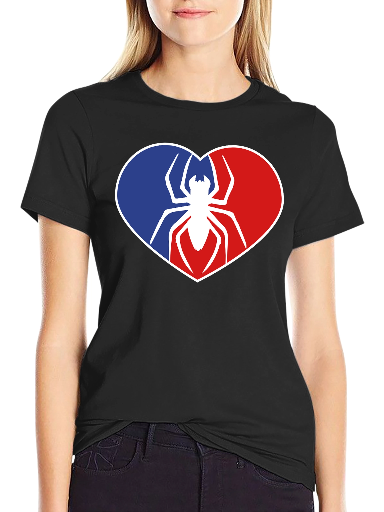 Spider Heart Graphic Tee - Black Cotton Shirt