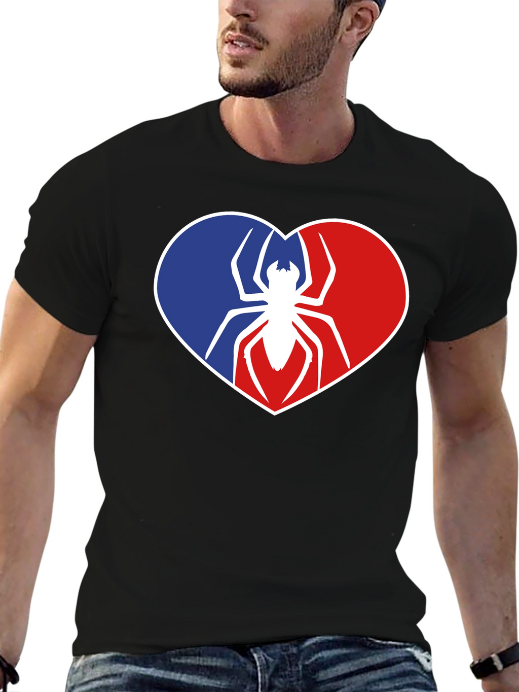 Spider Heart Graphic Tee - Black Cotton Shirt
