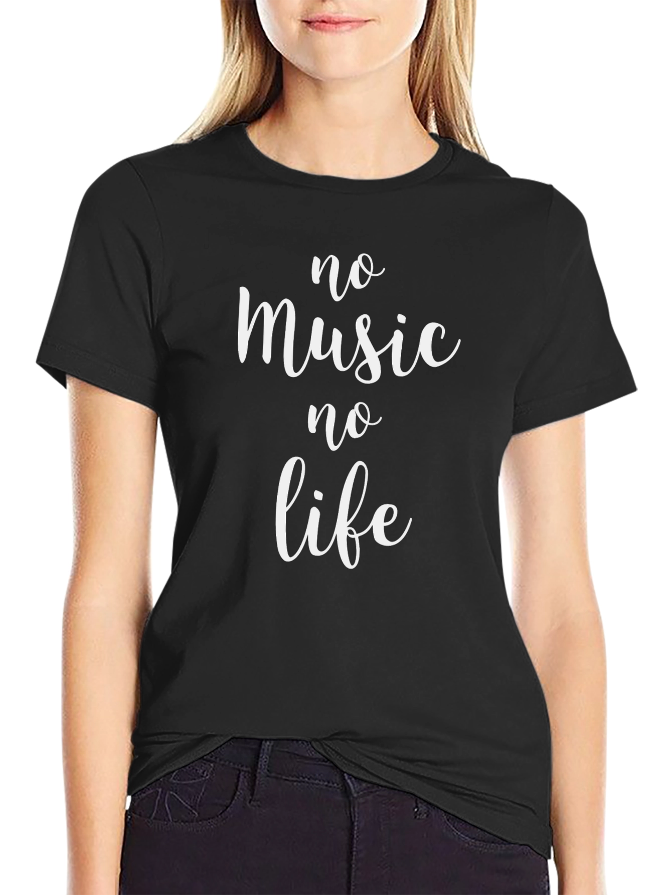 No Music No Life Black T-Shirt