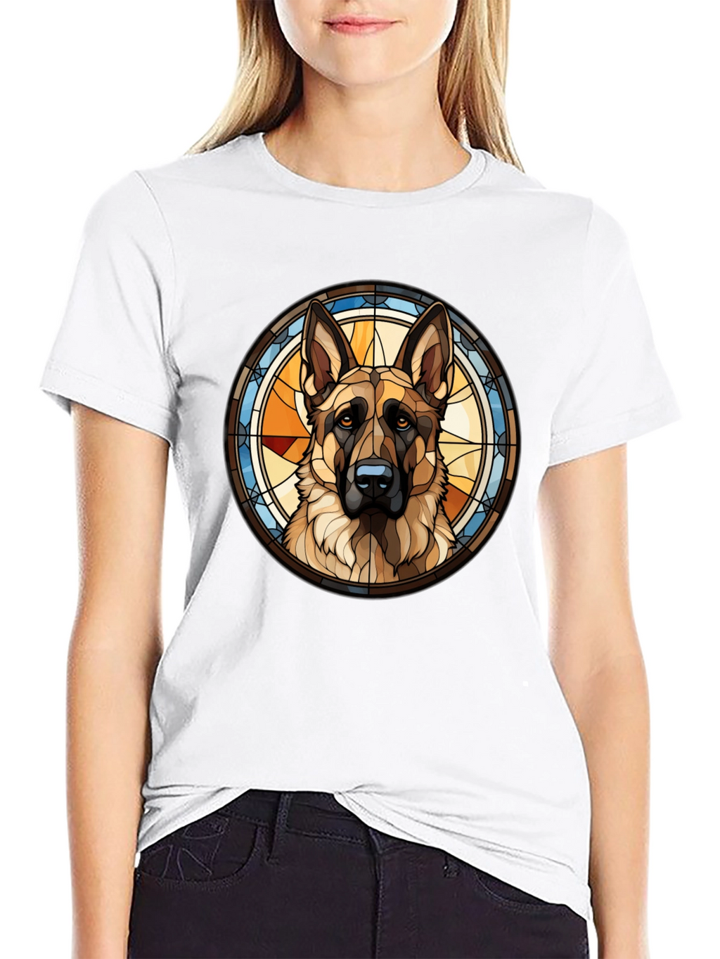 Stained Glass German Shepherd Dog T-Shirt